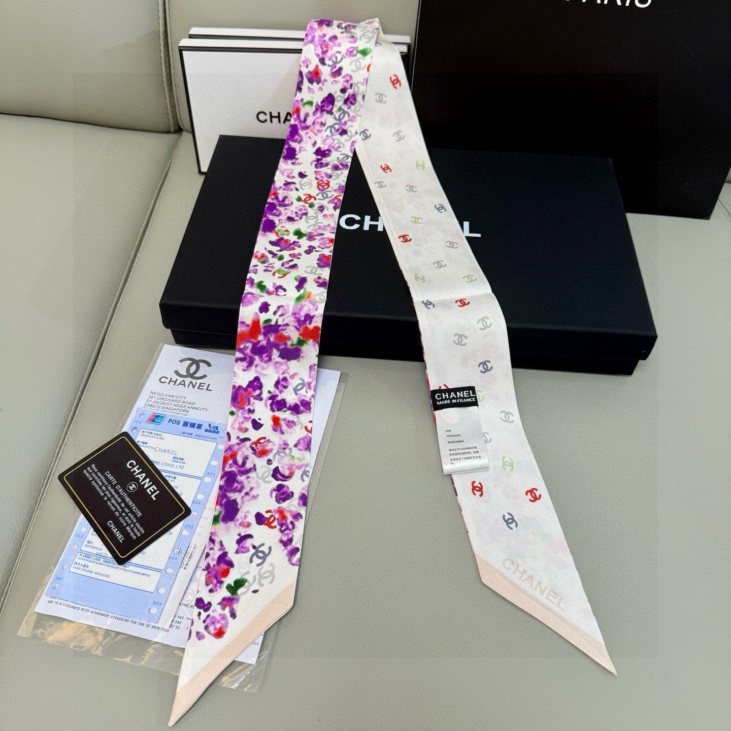 CC  Twilly Mini Star 120cm White Purple Mulberry Silk 943523