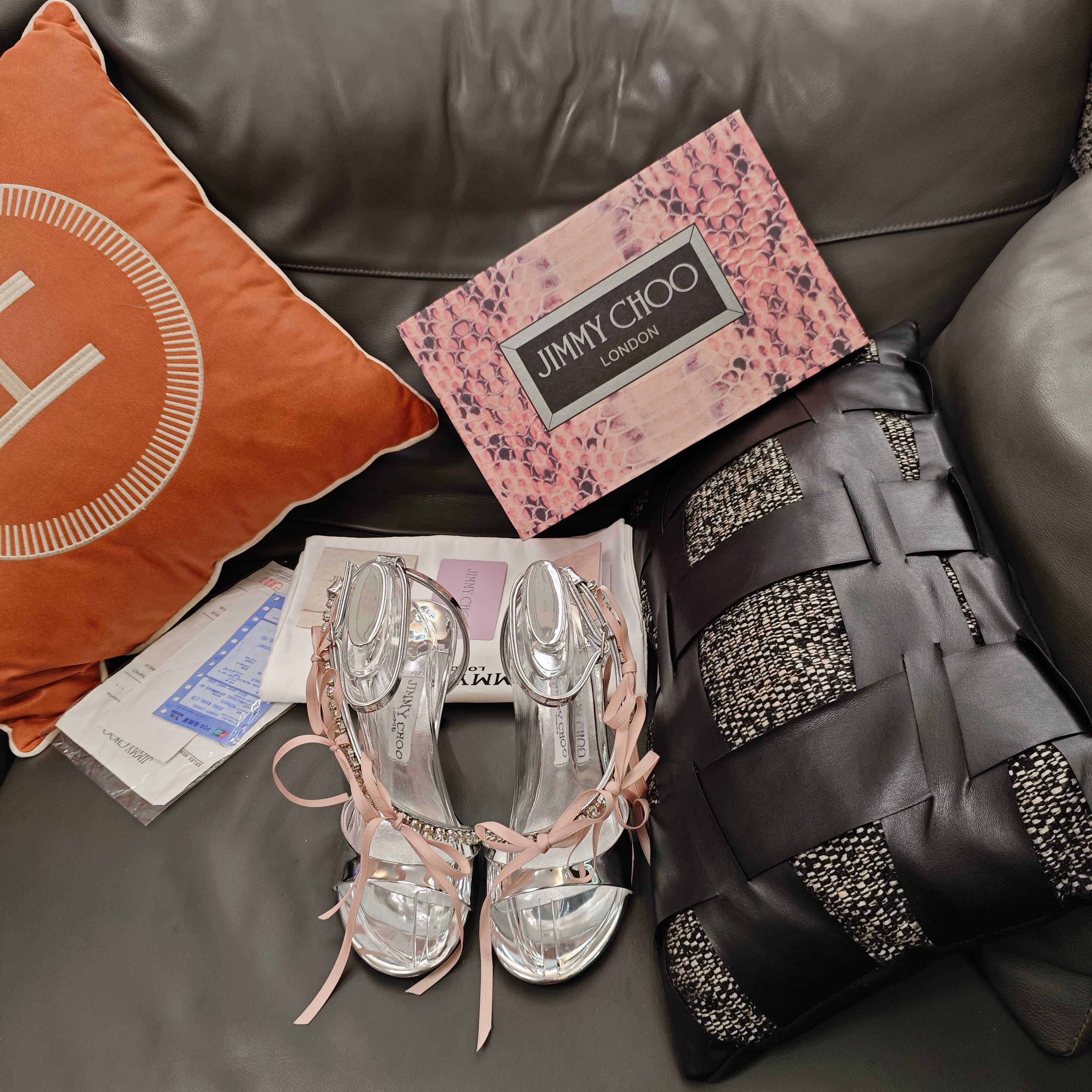 Jimmy 26s High Heeled Sandals 100 Sliver Lambskin 596326