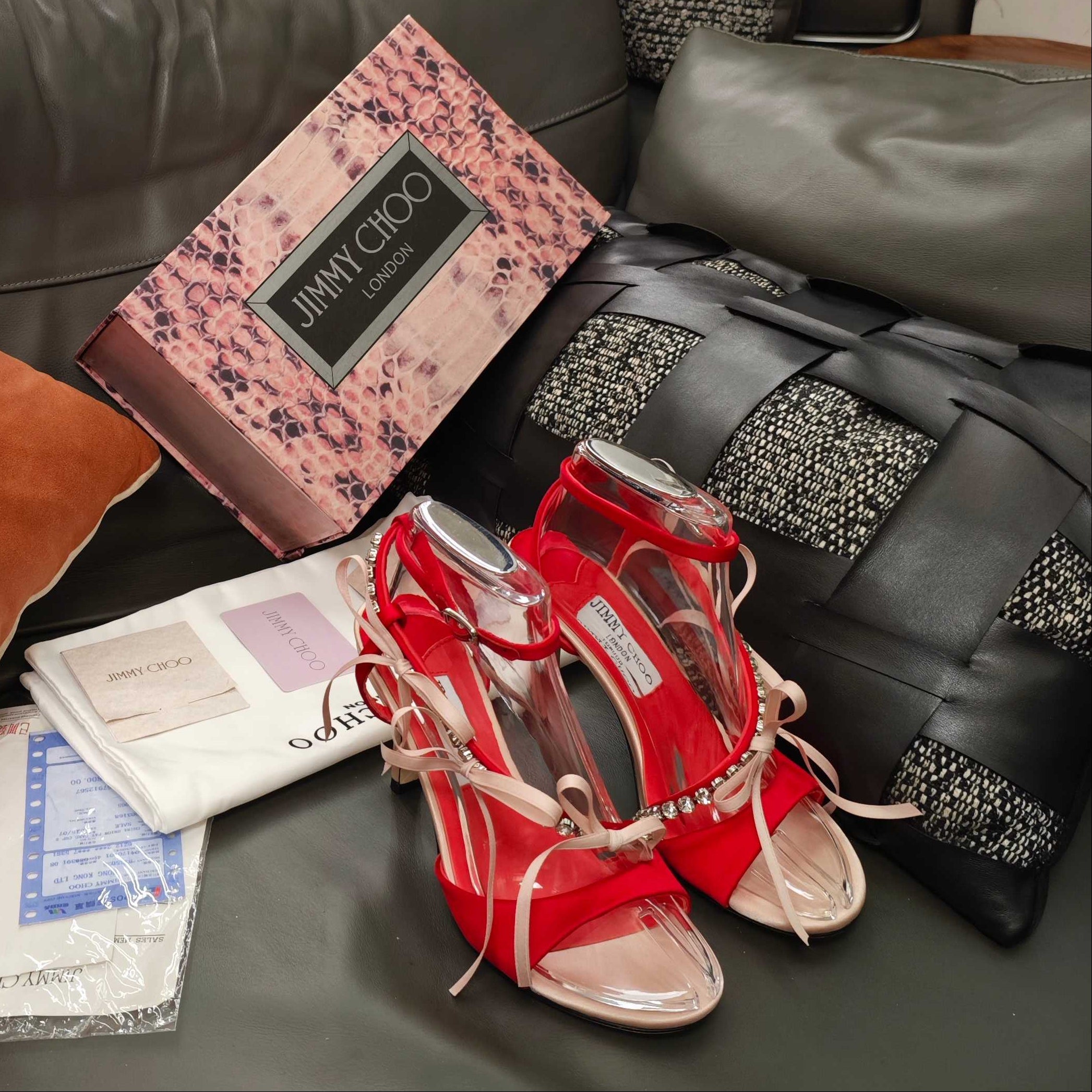 Jimmy 26s High Heeled Sandals 100 Light Pink Red Lambskin 596329