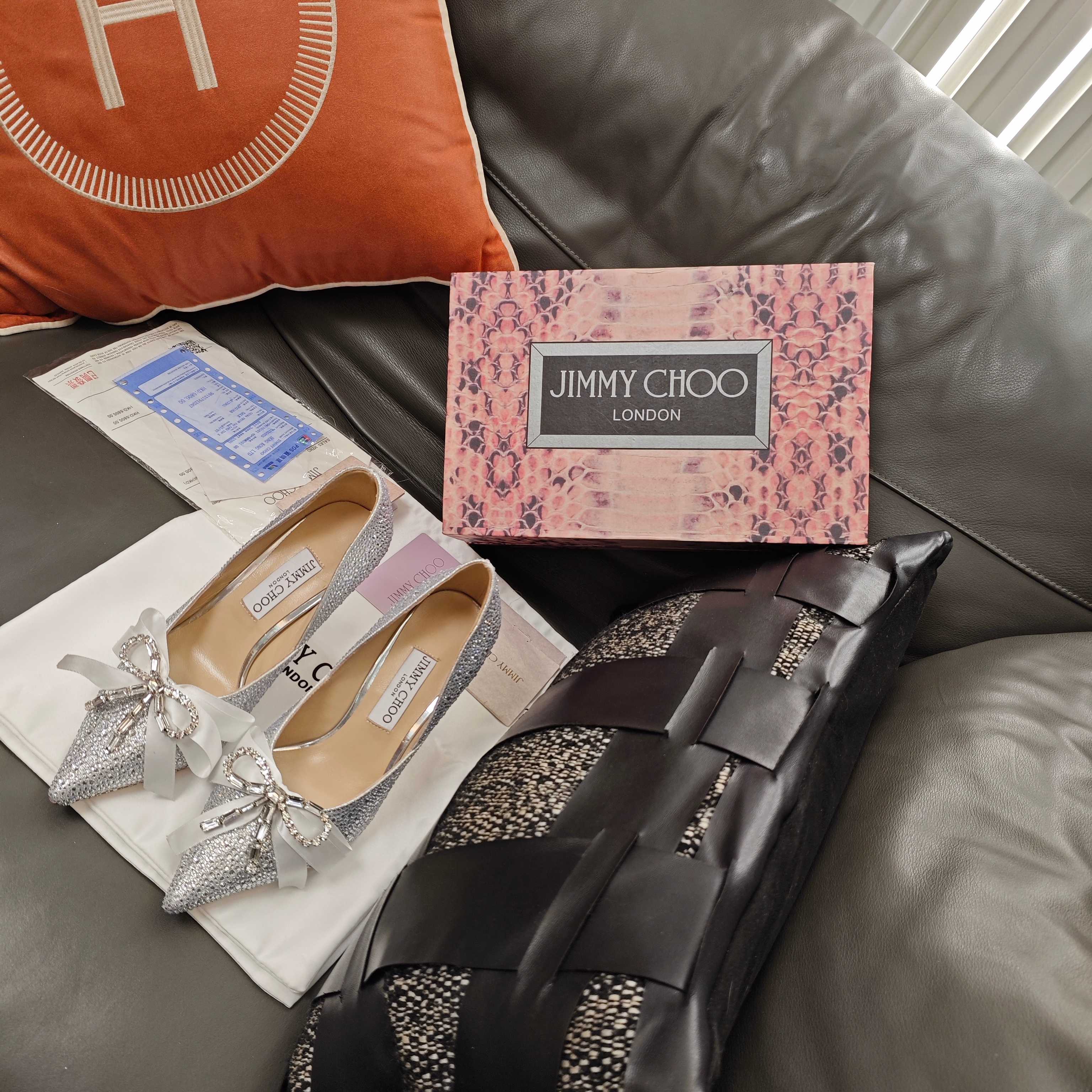 Jimmy 26s Crystal Pumps 85 Sliver Silk Satin Cowhide 596332