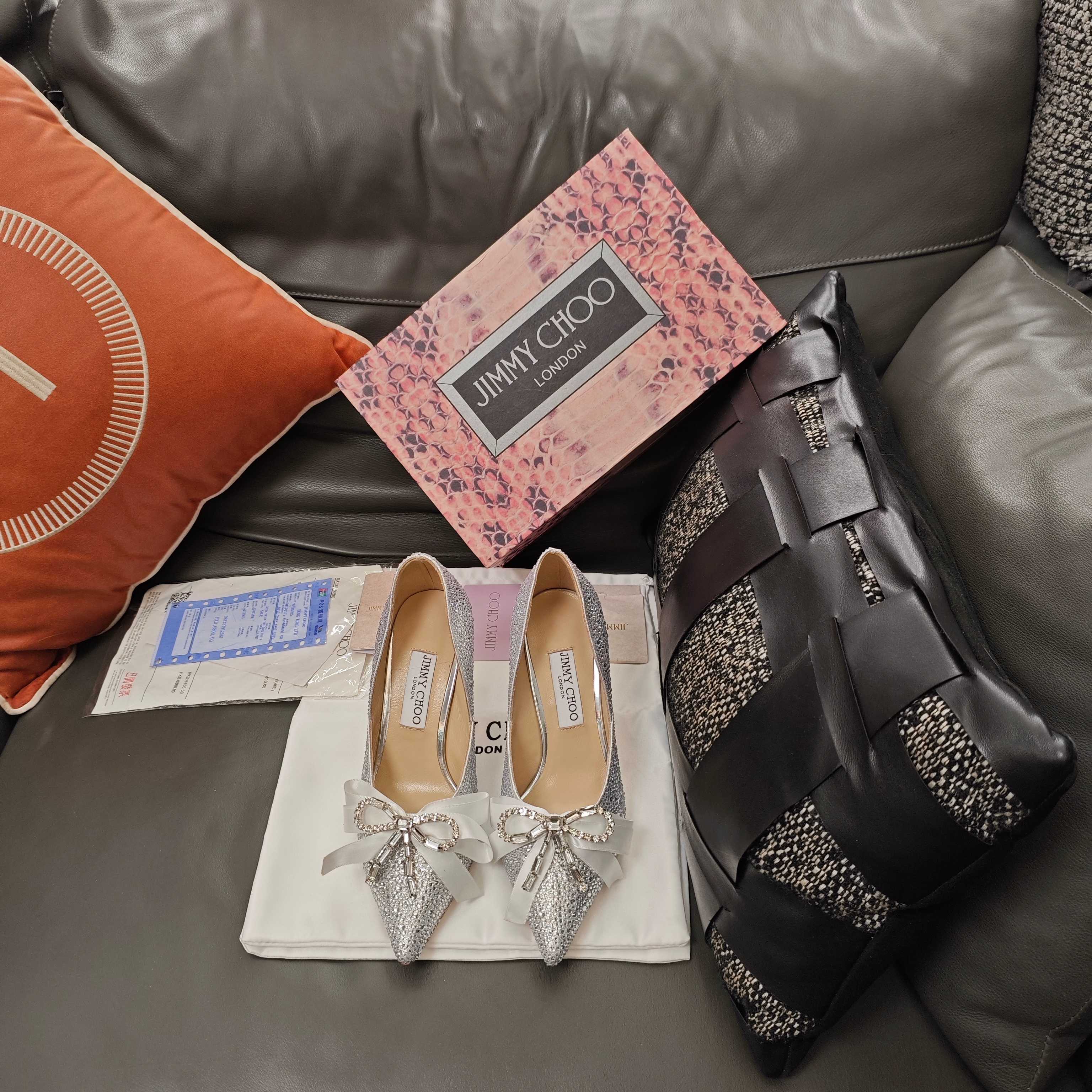 Jimmy 26s Crystal Pumps 85 Sliver Silk Satin Cowhide 596332