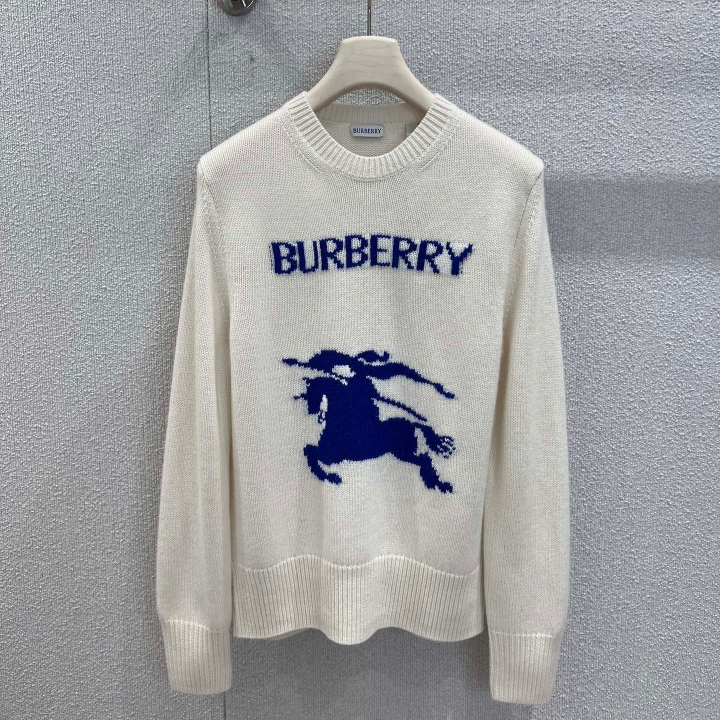Burberry 25 Sweater White Blue Wool Cashmere