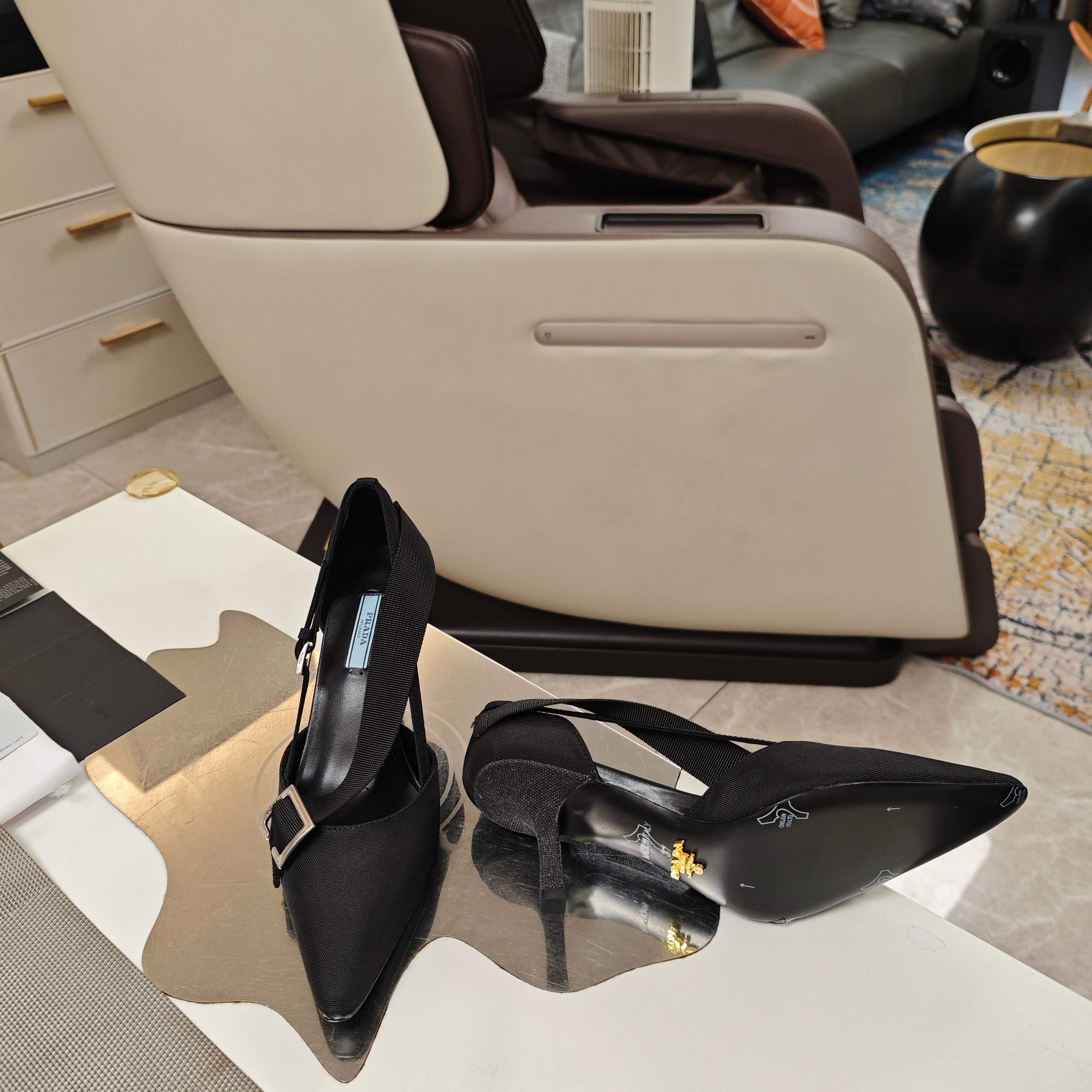 PRA 26S High Heel Pump 70 Black Canvas 630560