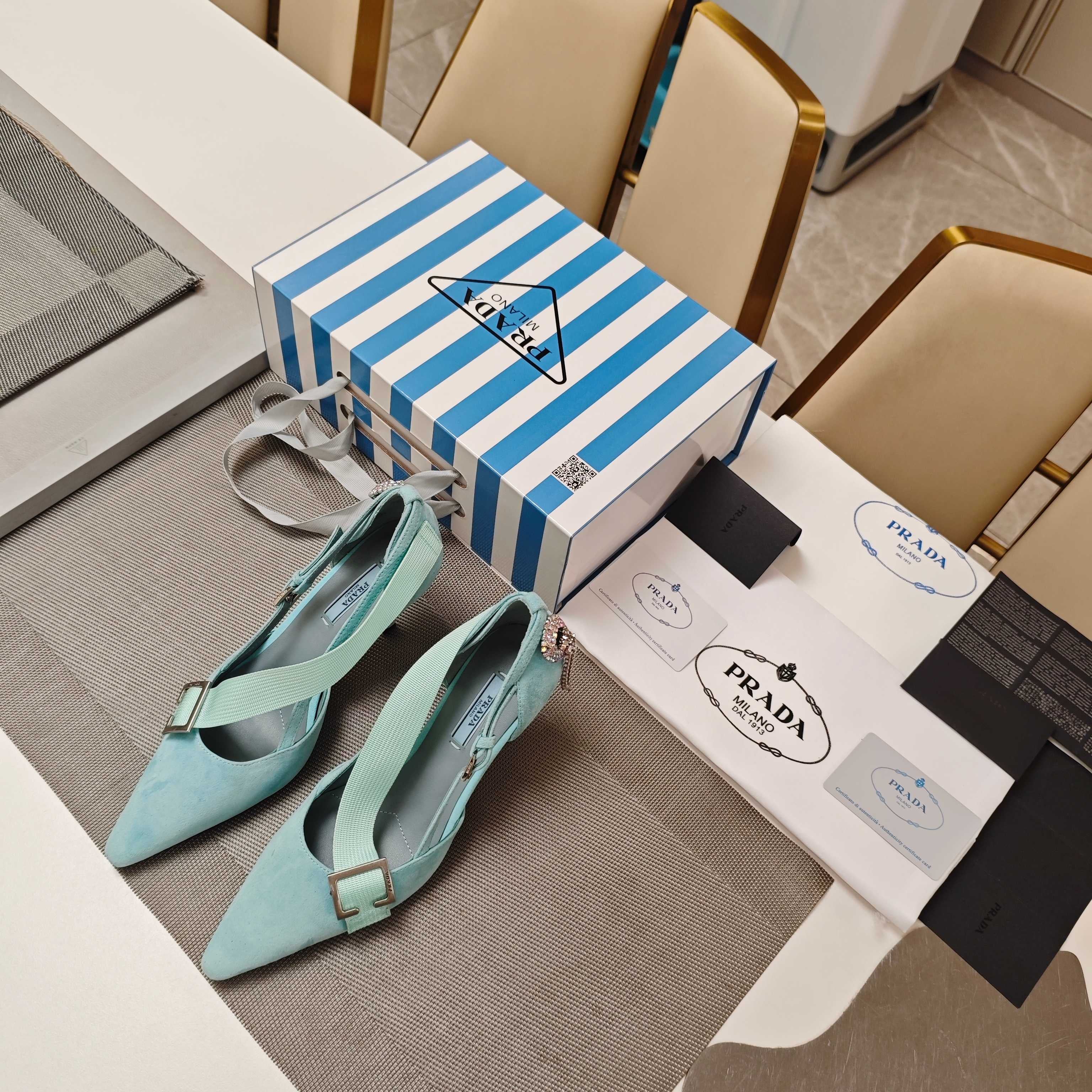 PRA 26S High Heel Pump 70 Baby Blue Suede 630565