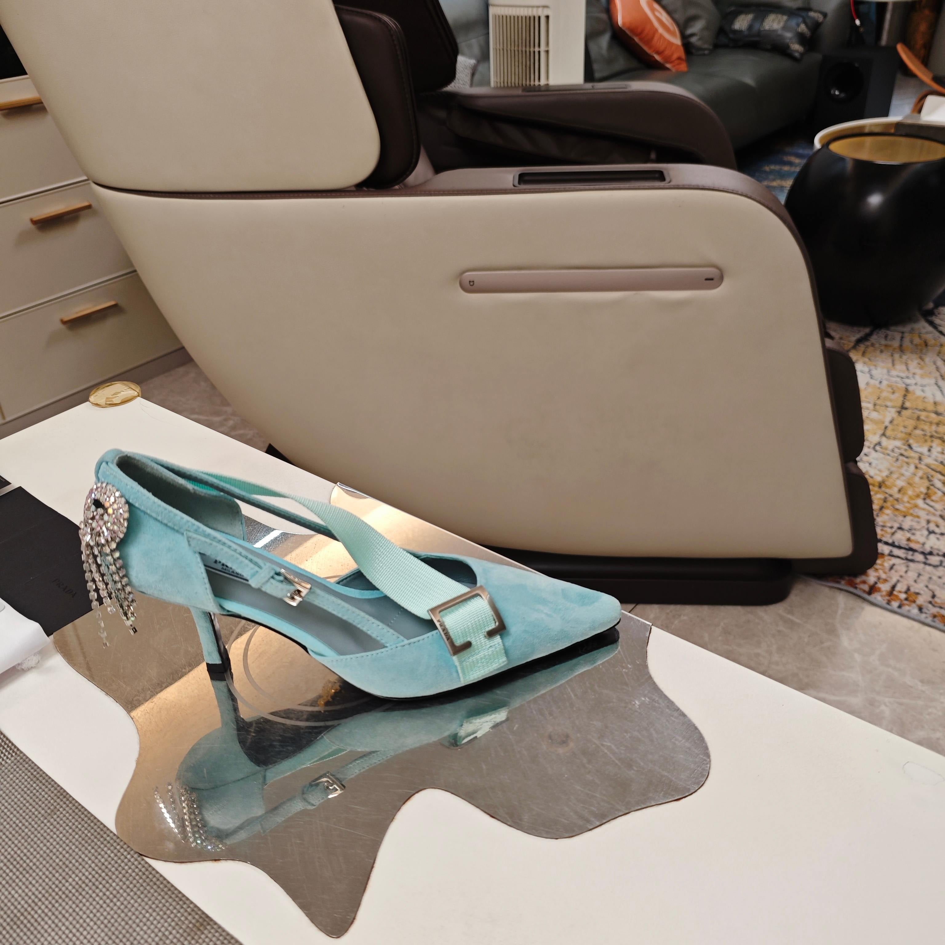 PRA 26S High Heel Pump 70 Baby Blue Suede 630565