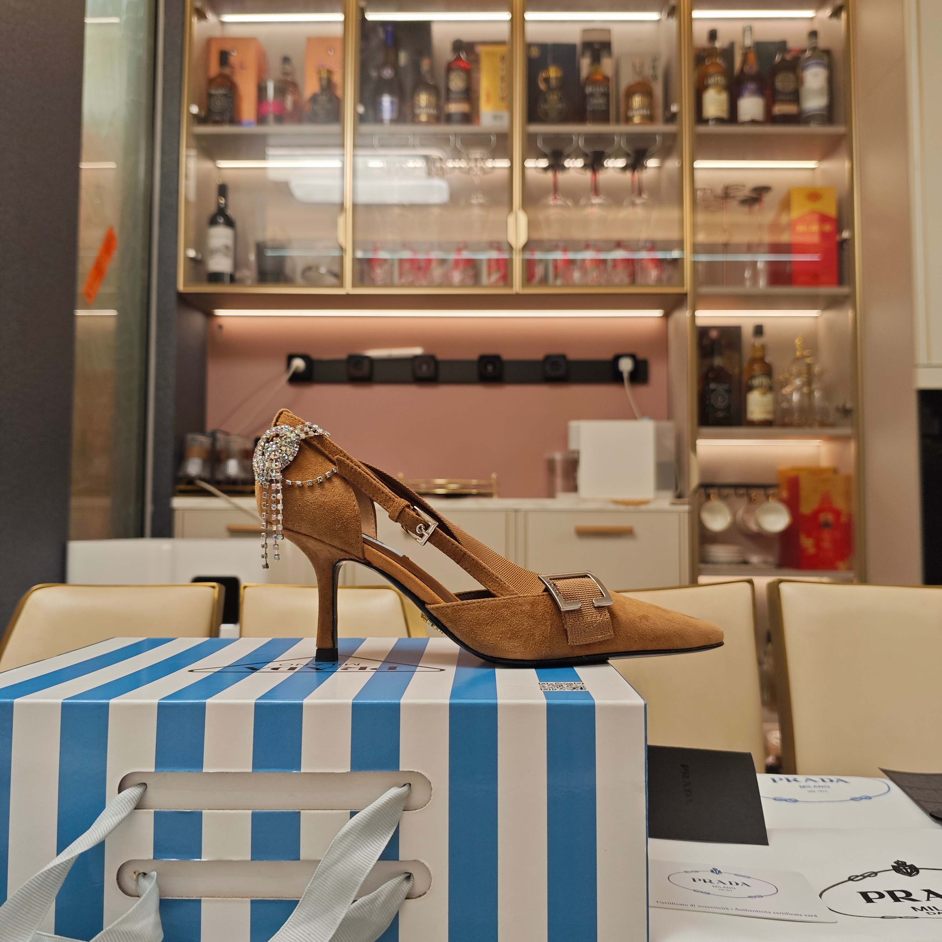 PRA 26S High Heel Pump 70 Light Brown Suede 630567