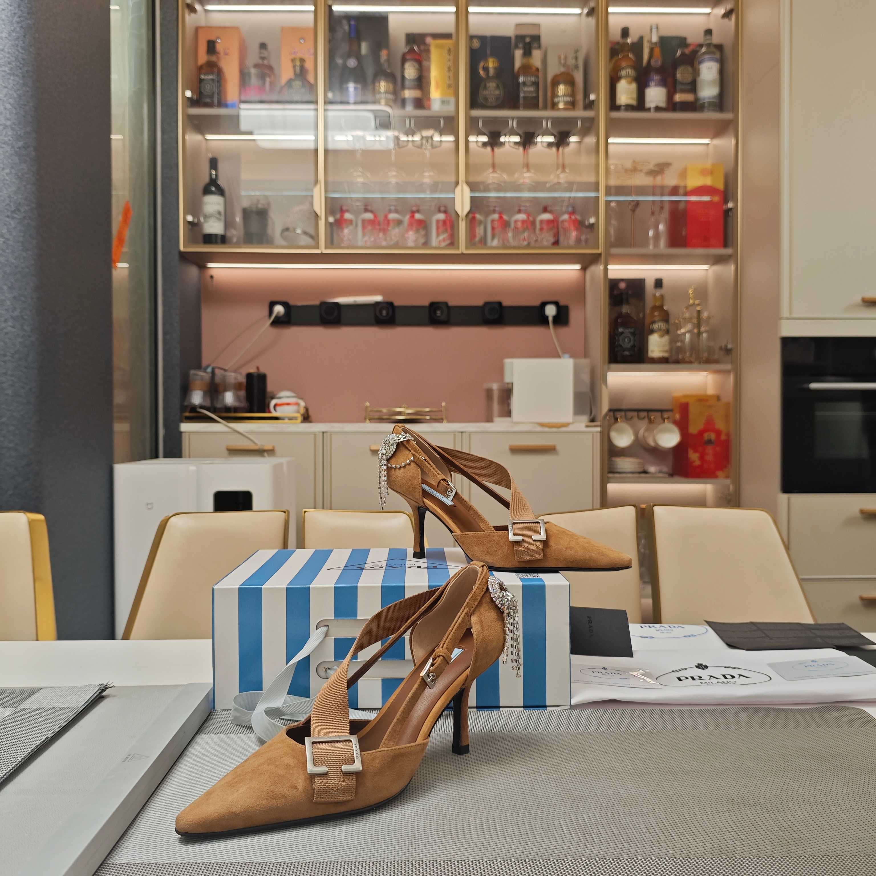 PRA 26S High Heel Pump 70 Light Brown Suede 630567