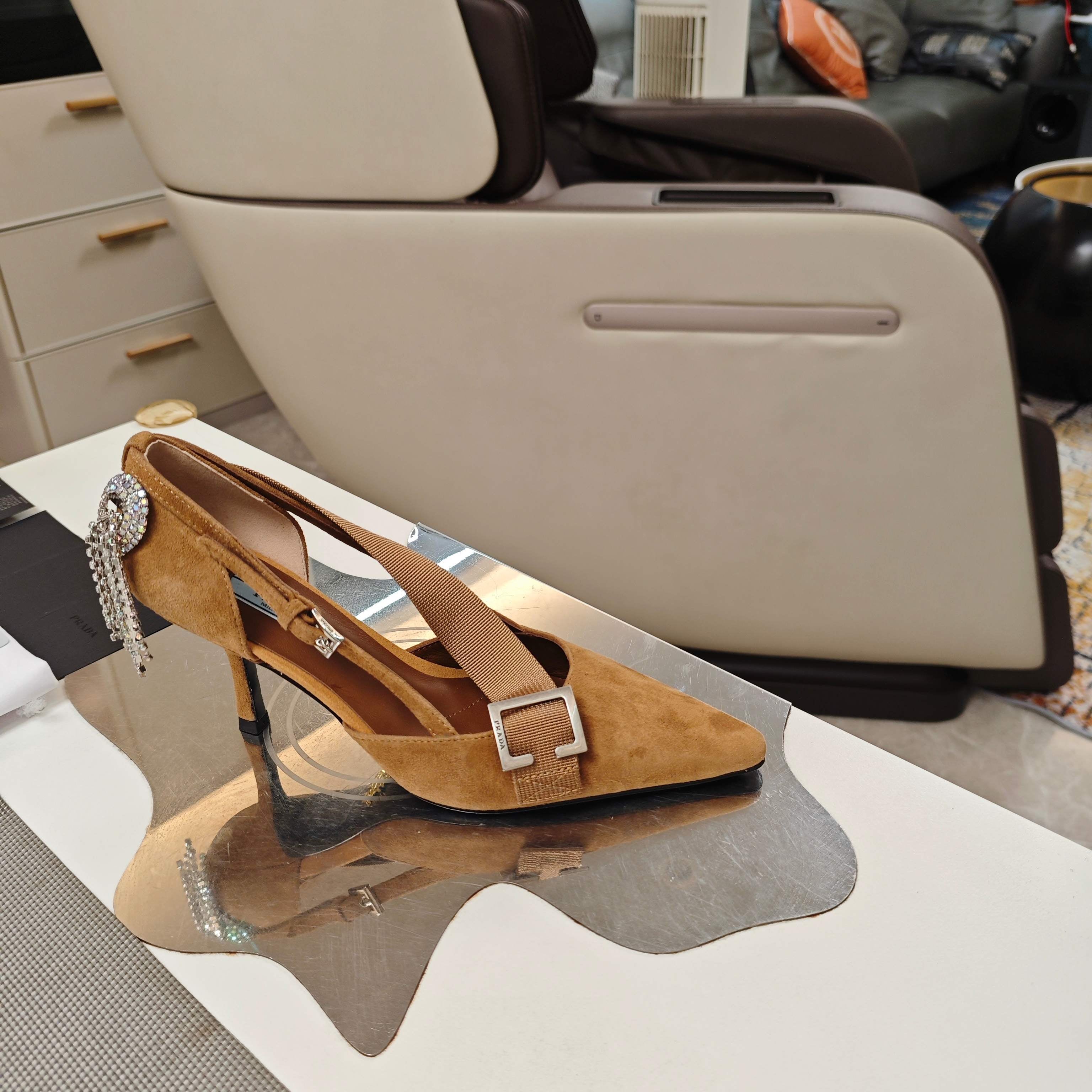 PRA 26S High Heel Pump 70 Light Brown Suede 630567