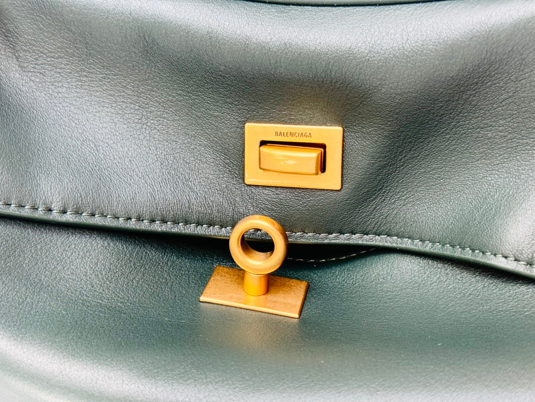 Balenciaga Small Bag 29 Dark Green Calfskin Gold Hardware