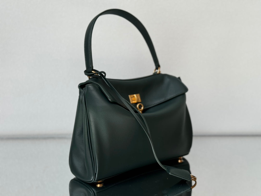 Balenciaga Small Bag 29 Dark Green Calfskin Gold Hardware