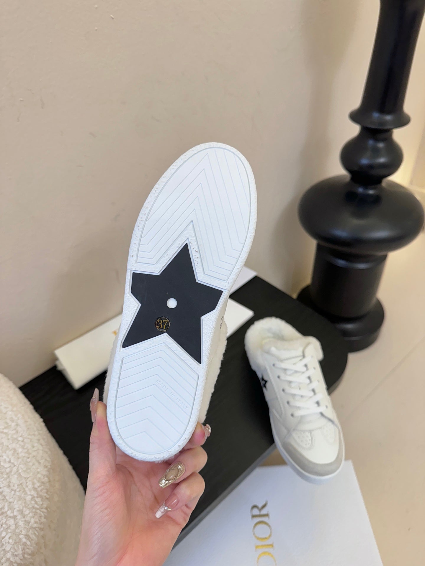 Dior 25 Star Sneaker White Black Suede Cowhide 530613