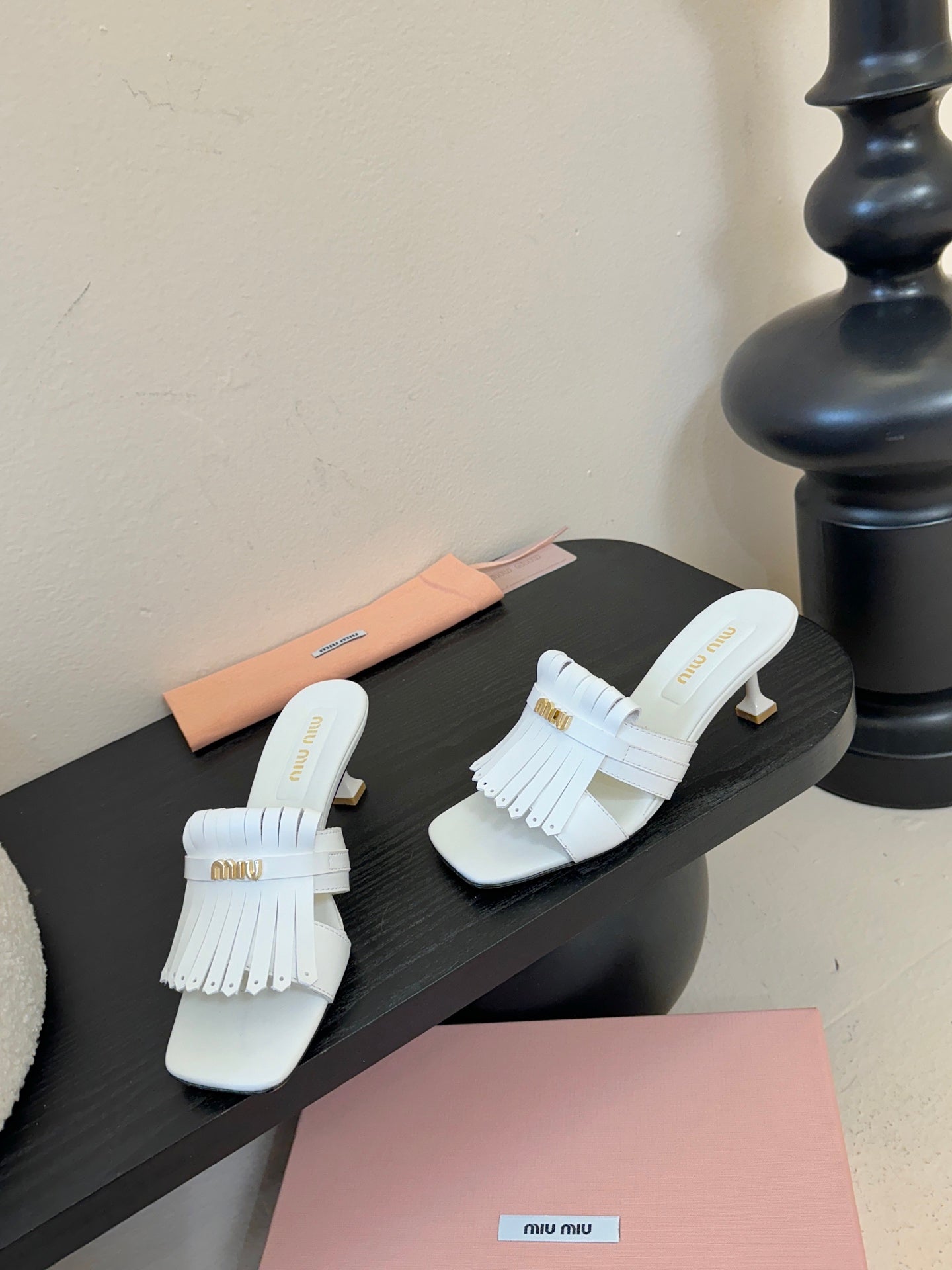 MIU 26ss High Heel Sandals 50 White Sheepskin 627358