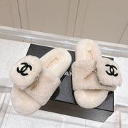 Chanel 25A Early Autumn Slippers Cream Wool 393077