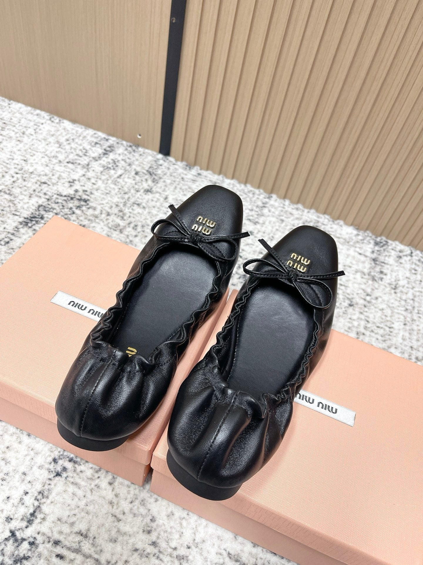 Miu  Mary Jane Flat Black Sheepskin 591572