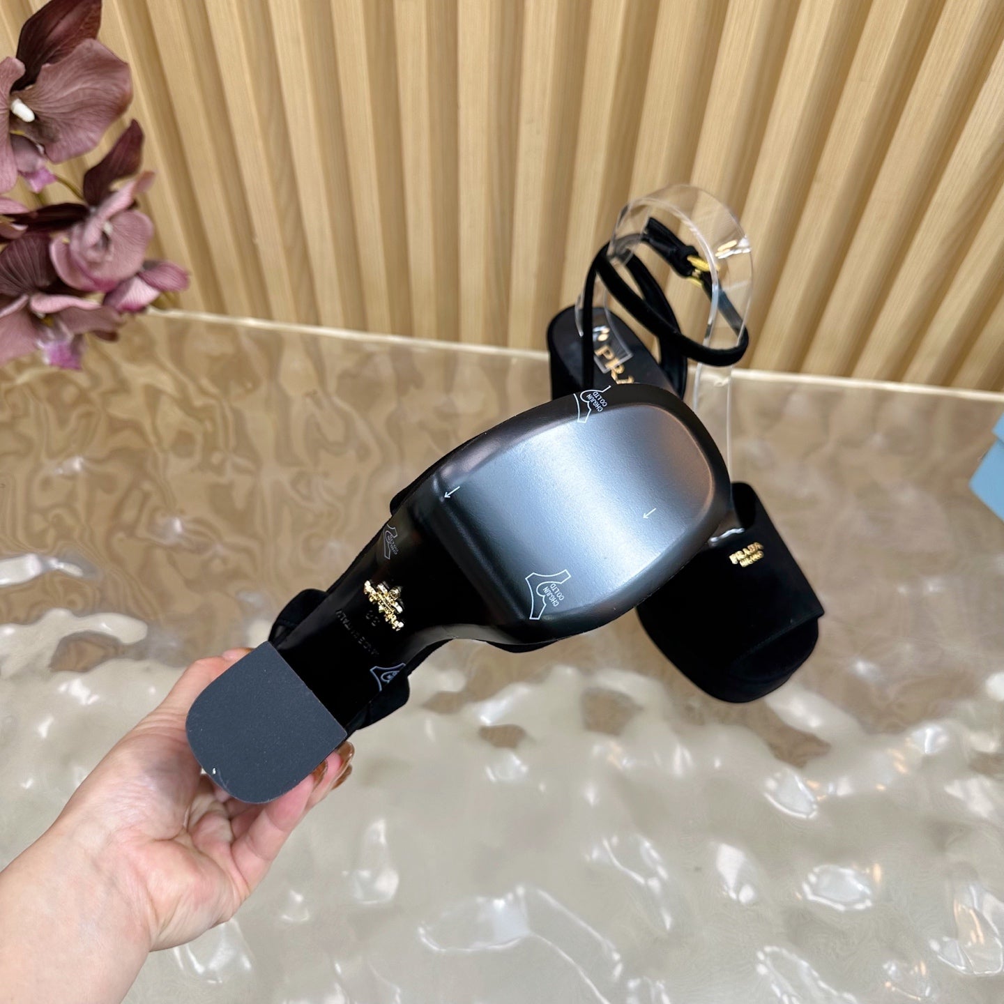 Prada 2025 Platform Sandals Black Velvet Leather 537730