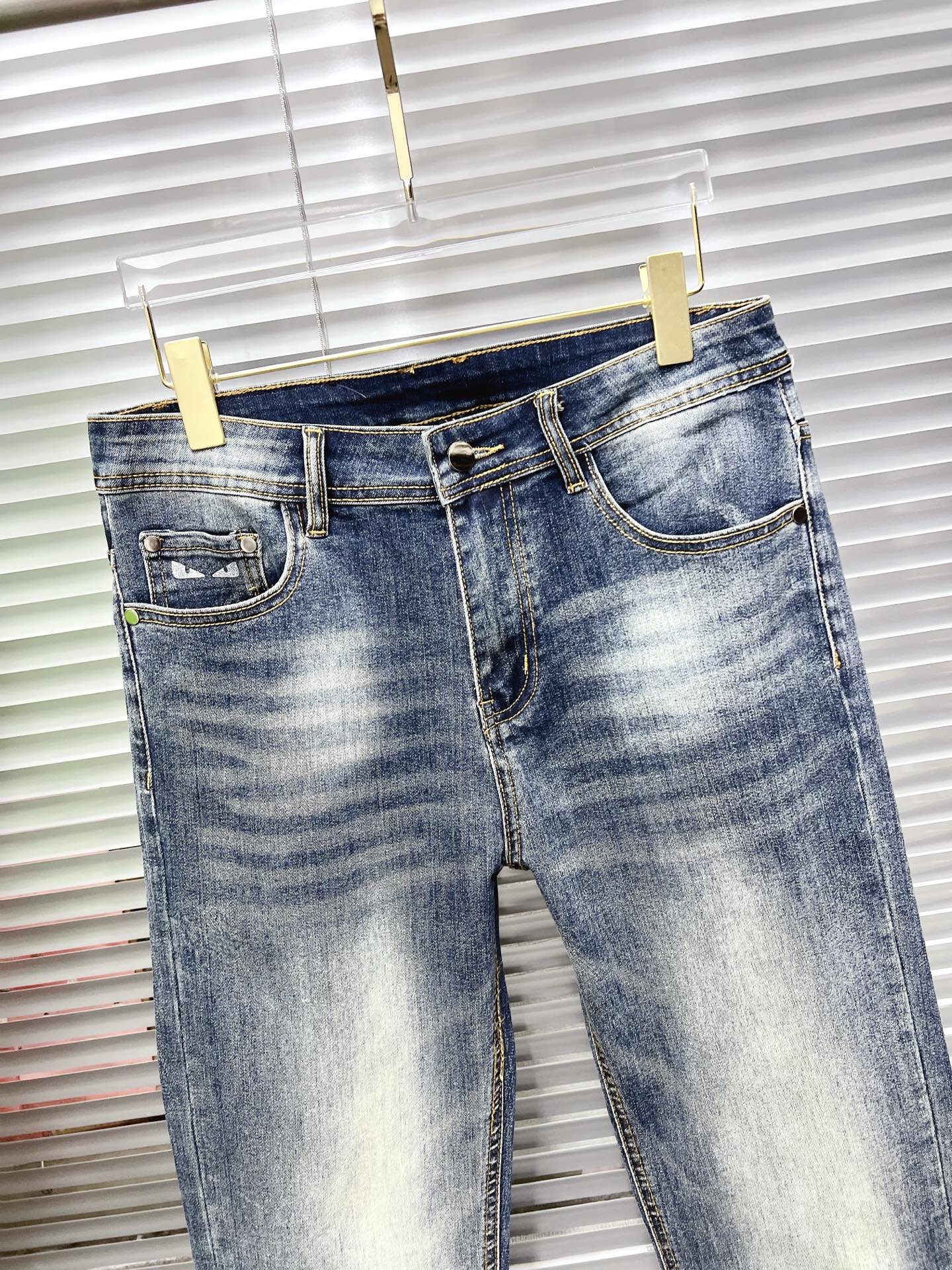 Fendi 2026 Men's Jeans Blue Denim 739874