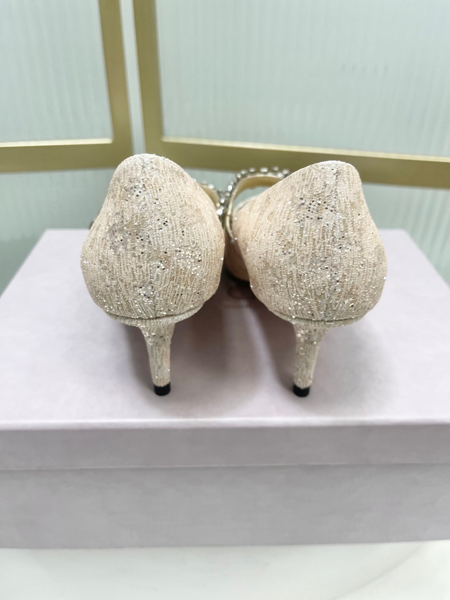 Jimmy 26s Heel Pump 65 Beige Sequins Sheepskin Diamond 605945