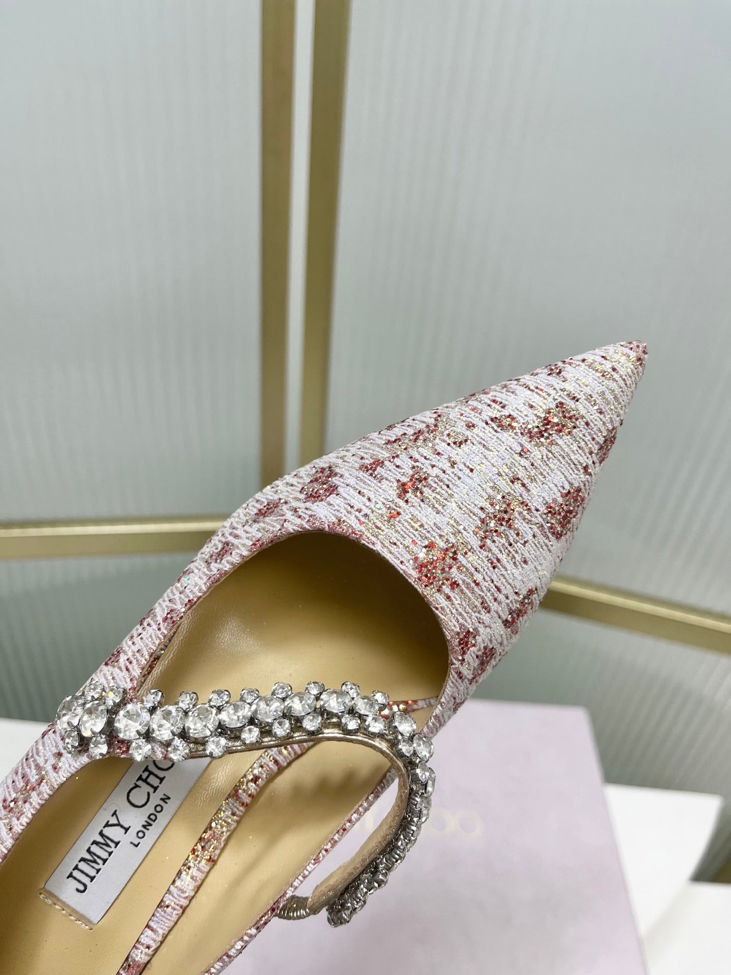Jimmy 26s Heel Pump 65 White Red Sequins Sheepskin Diamond 605946