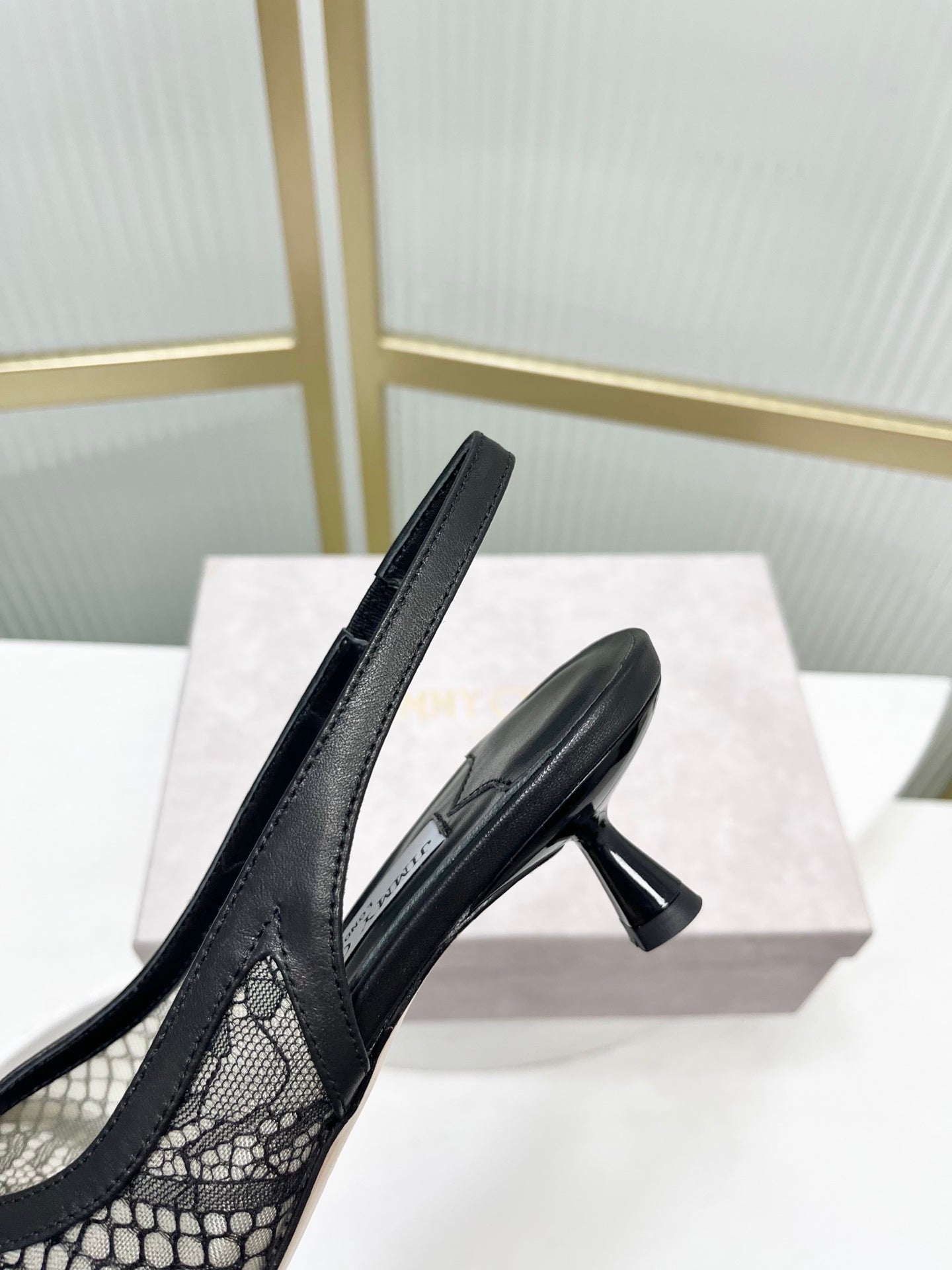 Jimmy 26s Slingback 45 Black Lace Sheepskin 605959