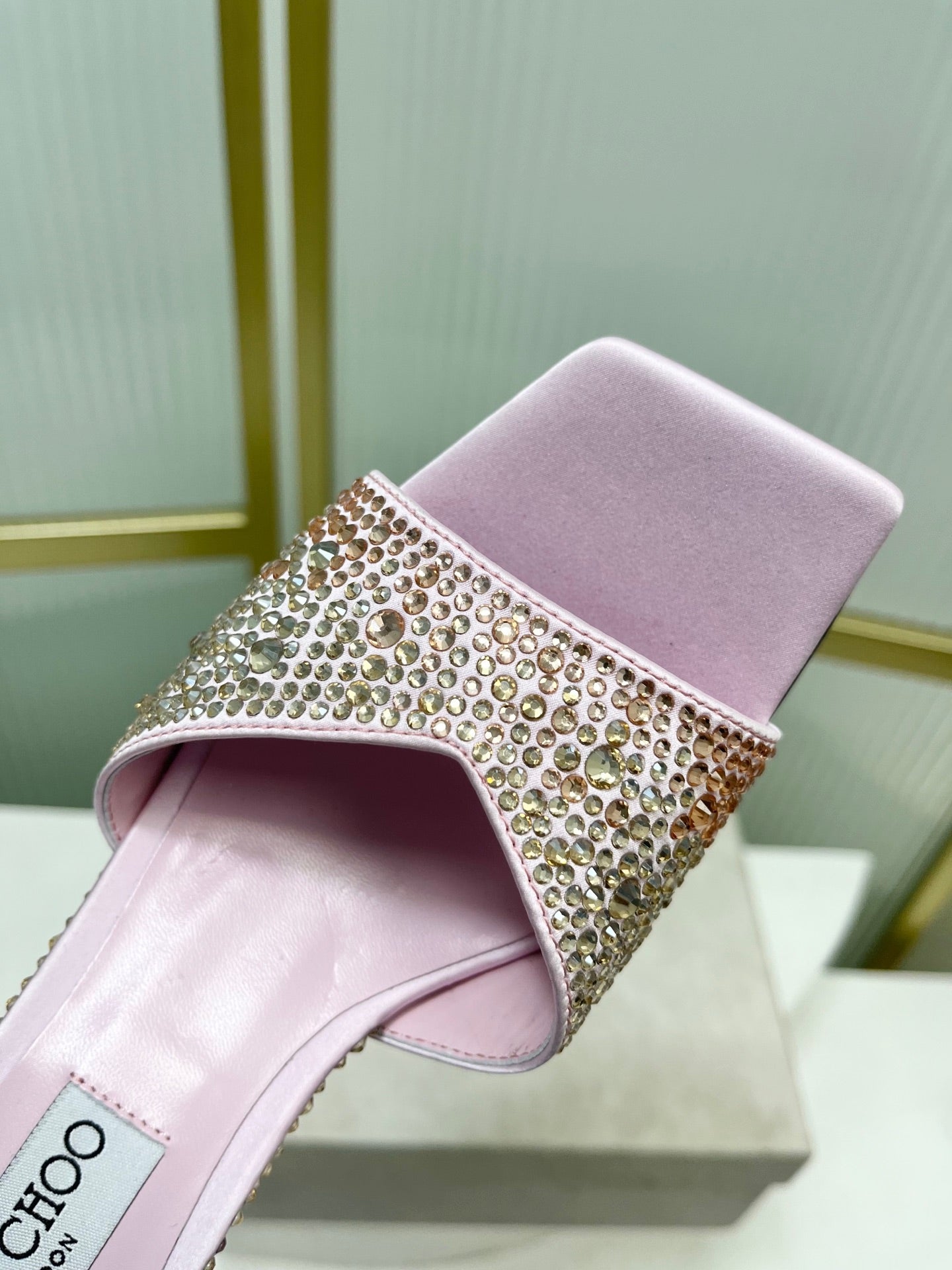 Jimmy 26s High-Heeled Slippers 65 Pastel Pink Diamond Sheepskin  605977