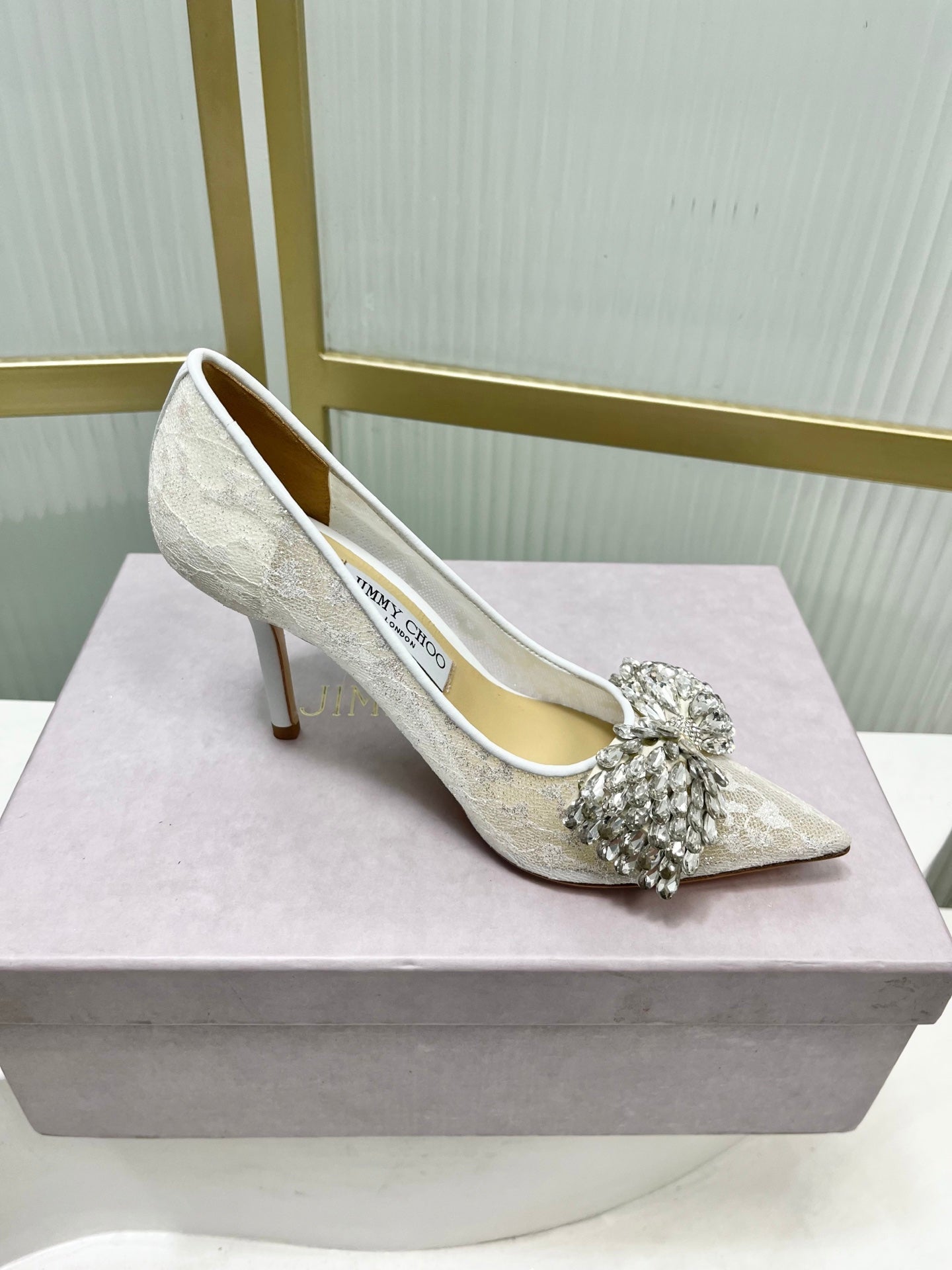 Jimmy 26s High Heels 85 White Imported Lace Sheepskin 605985