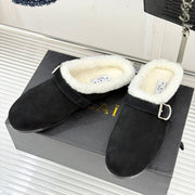 Alaia 25WF slippers belt buckle black suede wool 472226
