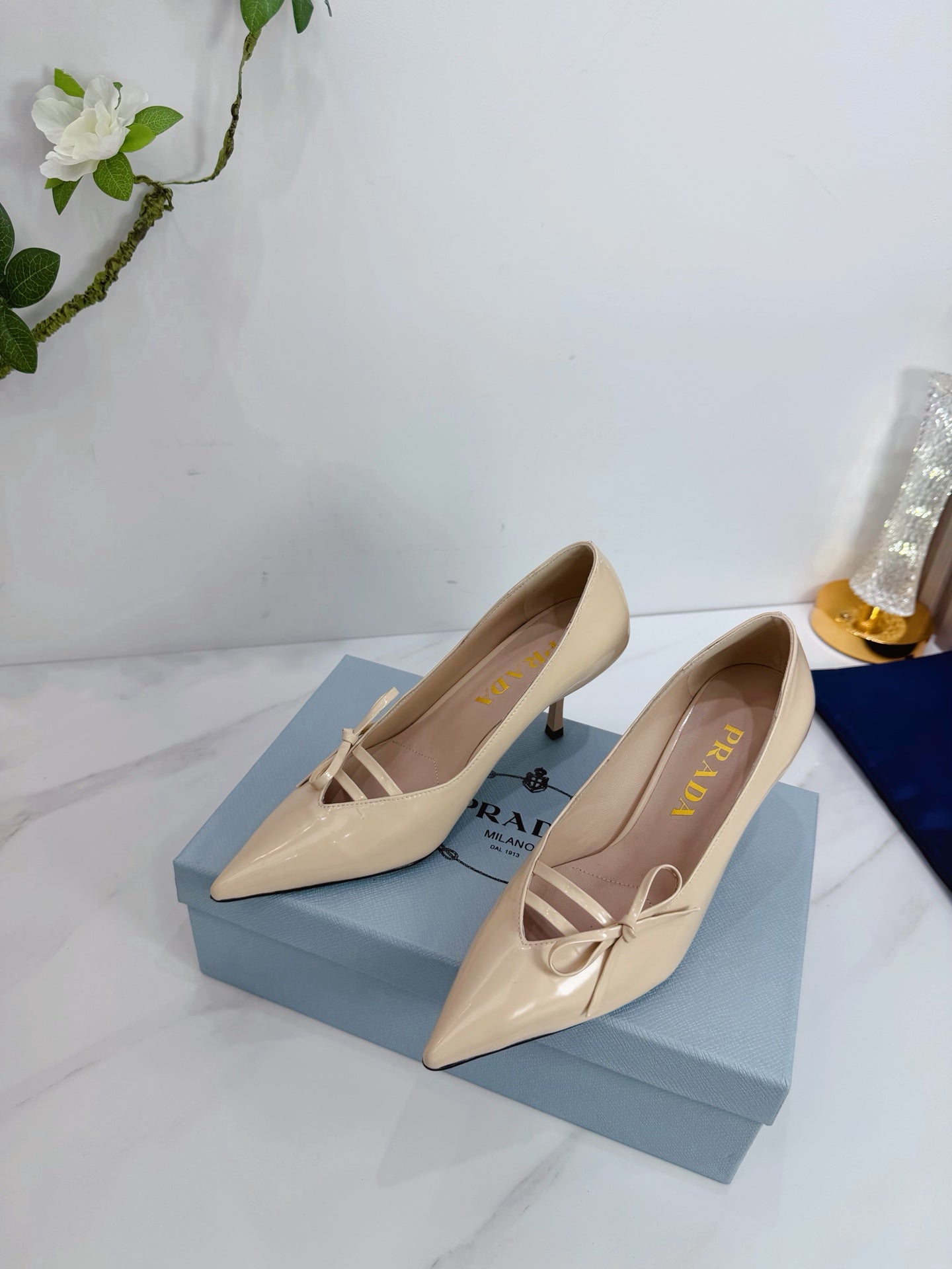 PRA 26SS High Heels Pumps 75 Beige Patent Leather 592355