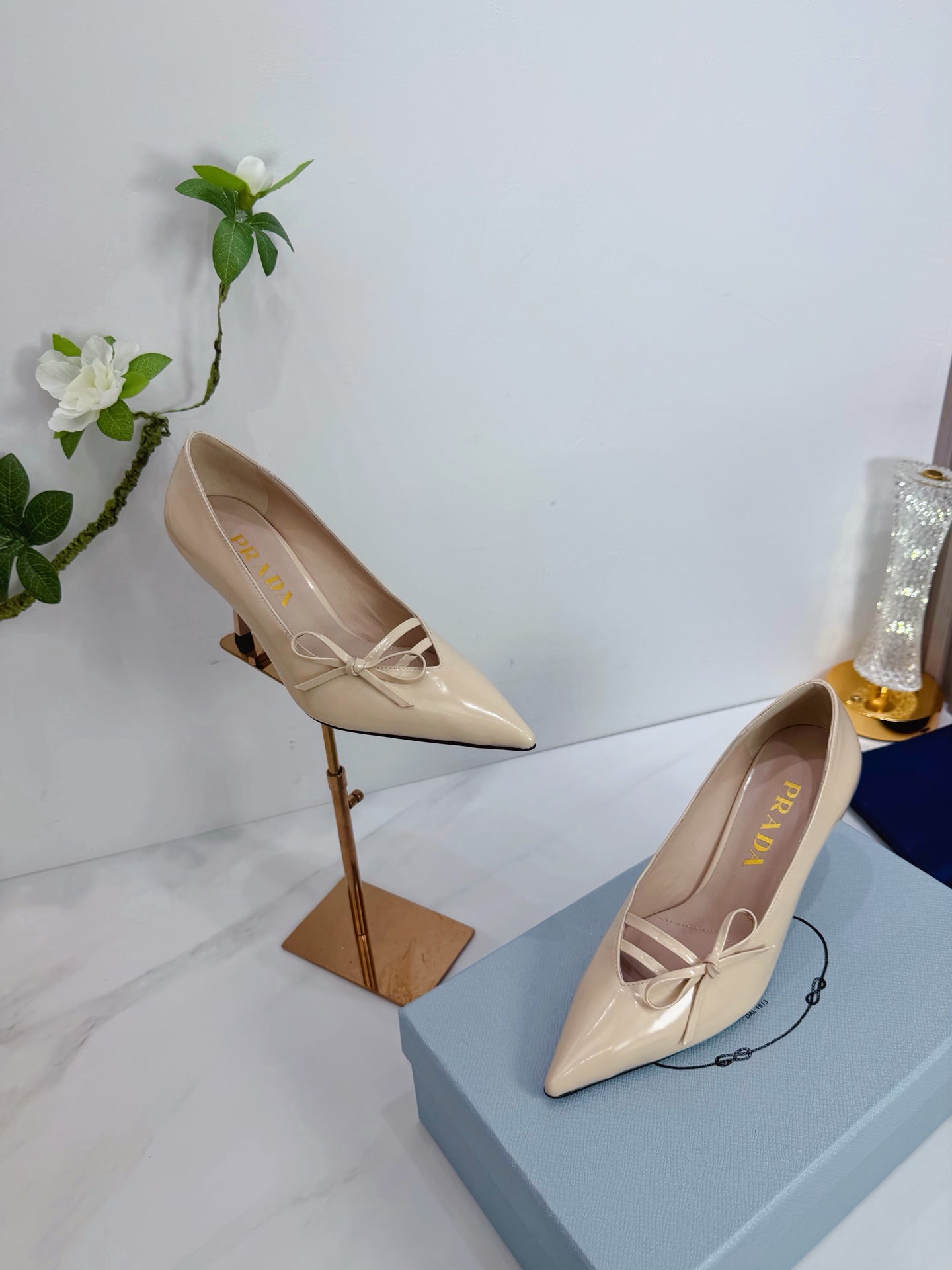 PRA 26SS High Heels Pumps 75 Beige Patent Leather 592355