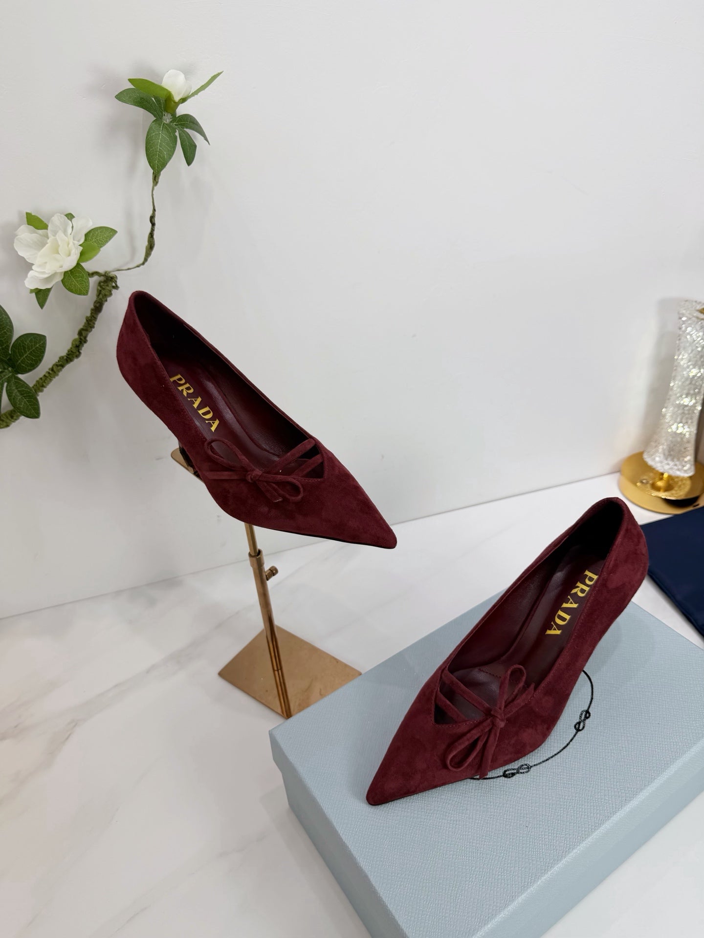 PRA 26SS High Heels Pumps 75 Burgundy Suede 592357