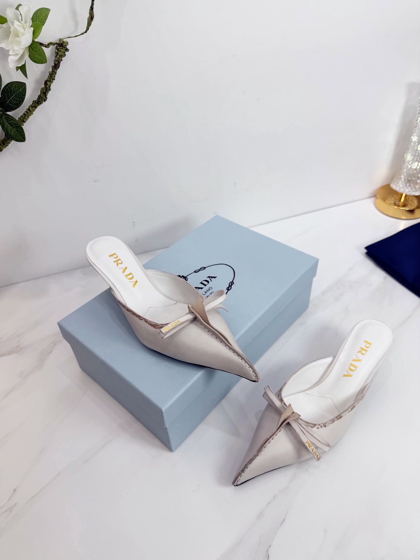 PRA 26SS Hight Heel Mule 55 Ivory Beige Cowhide 592401