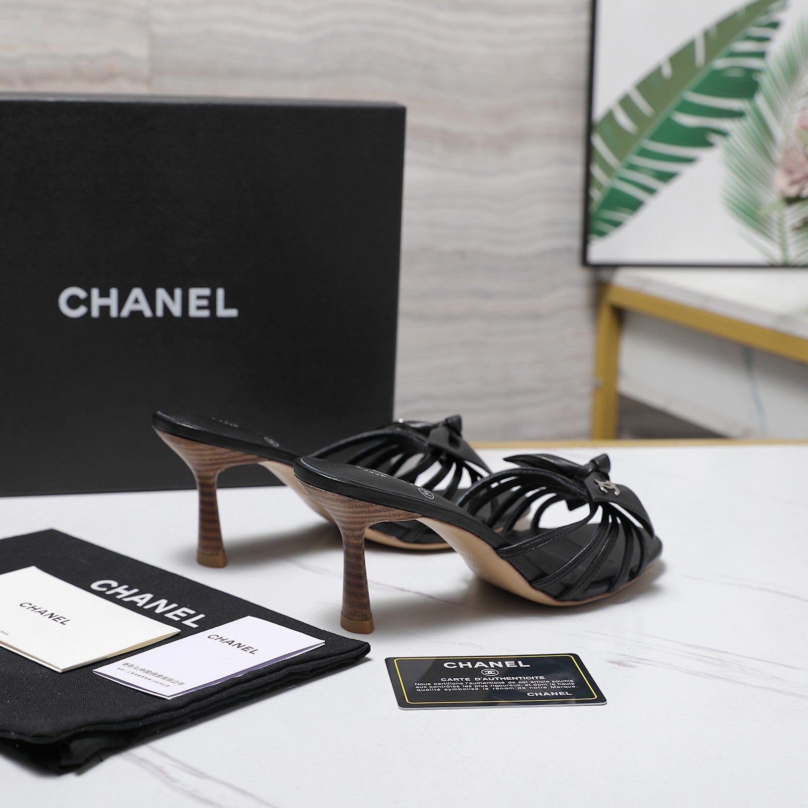 Chanel 2026 High-heeled Sandals With Delicate Bow 80mm Black Cowhide 758430