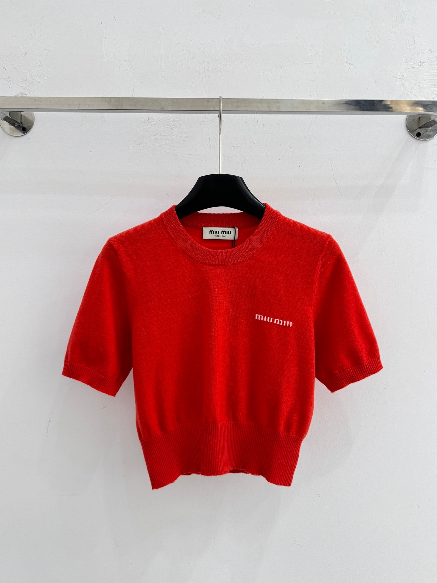 Miumiu 2026 V-neck Short Sleeved Shirt Wool 341139