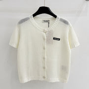 Miumiu 2026 Short Knit Cardigan White Wool 396496