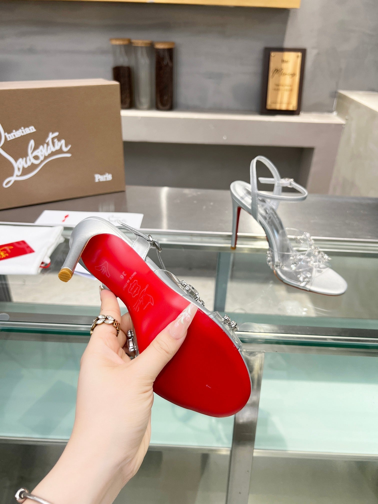 CL Degrasandal 100 Embellished PVC and Metallic Leather 251030