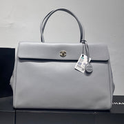 Chanel 2026 Large Shopping Bag 43cm Light Grey Grained Calfskin 363705