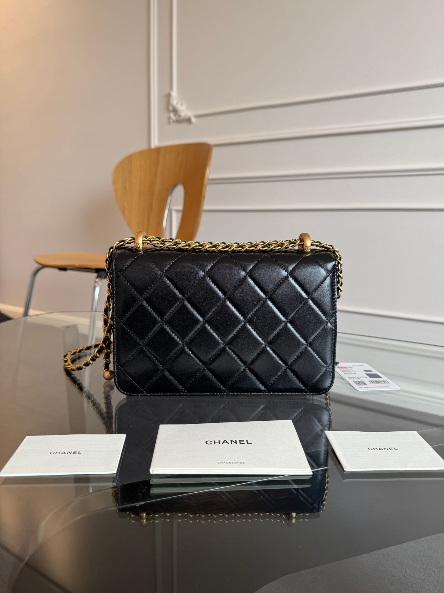 Mini Flap 22cm Black Lambskin Gold Hardware