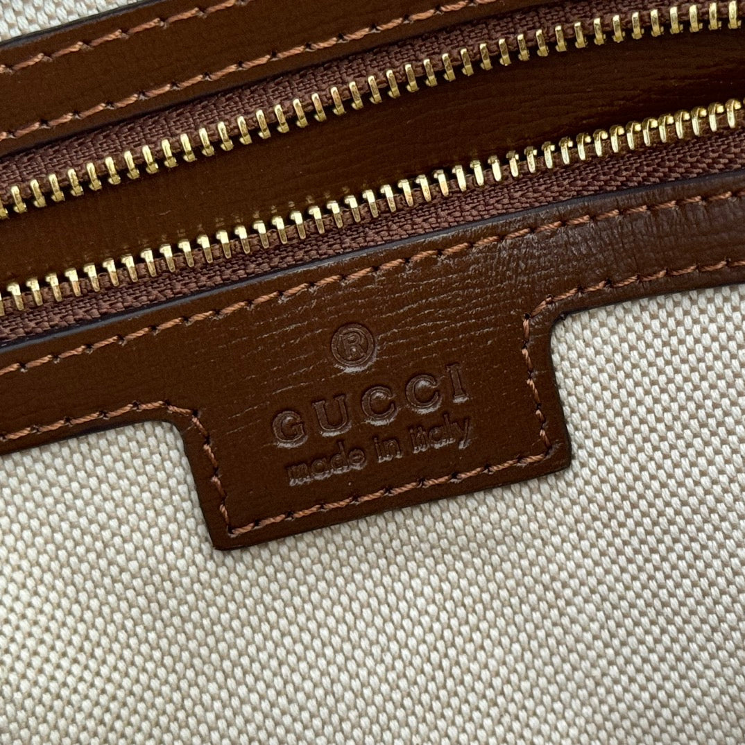 GG 2025 Interlocking G Large 25cm Bag Ebony Brown Canvas Leather 273677