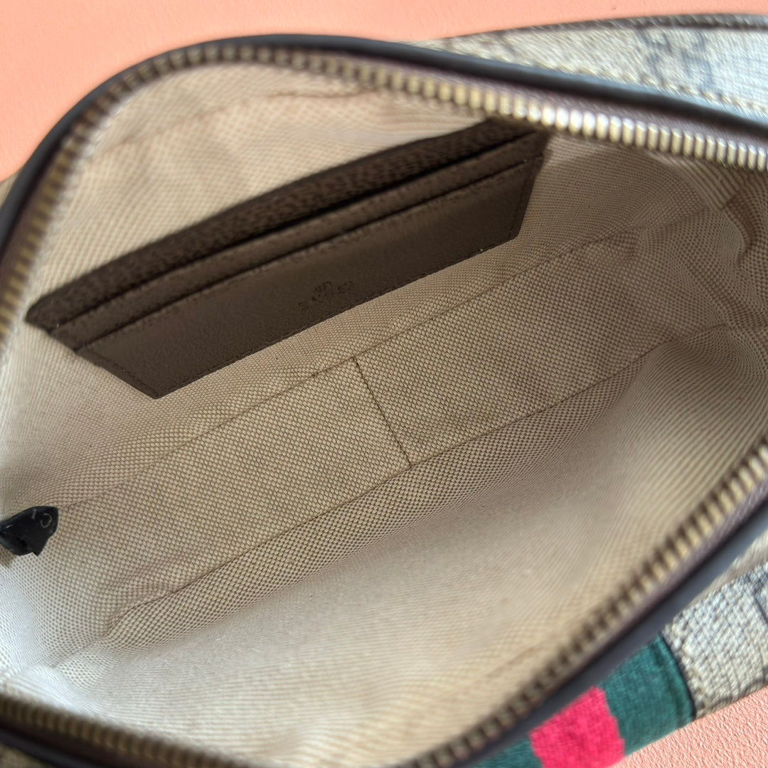 Gucci Ophidia Mini Handbag Beige Brown Canvas Leather 272065