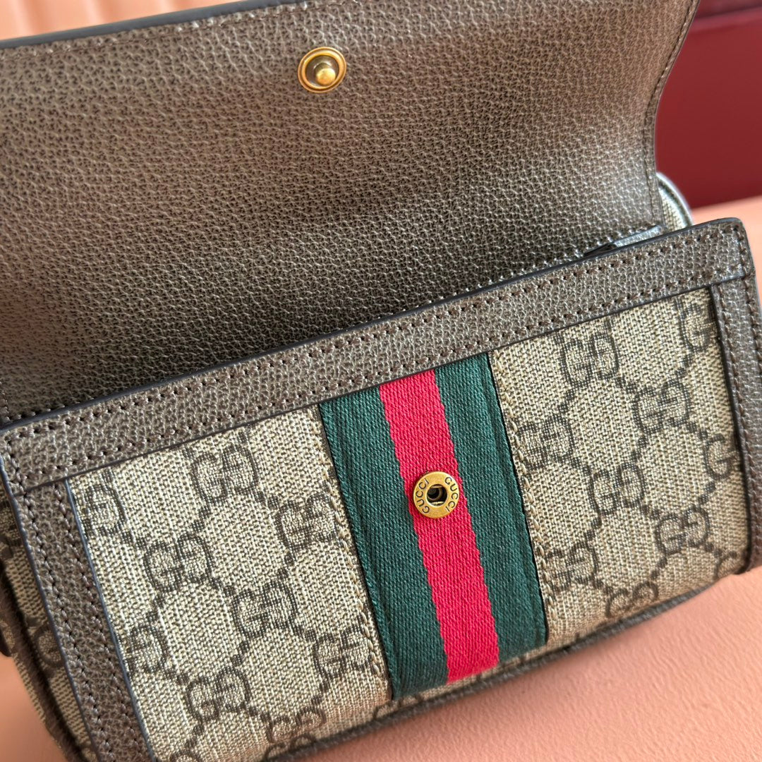 Gucci Ophidia Mini Handbag Beige Brown Canvas Leather 272065