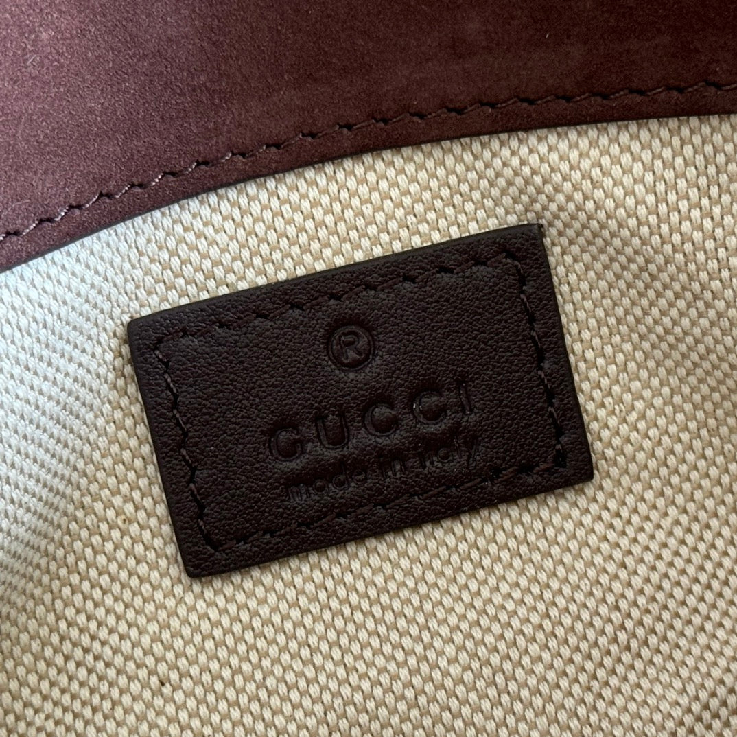 Gucci Marmont Bag 17 Red Brown Suede Gold Hardware 272097