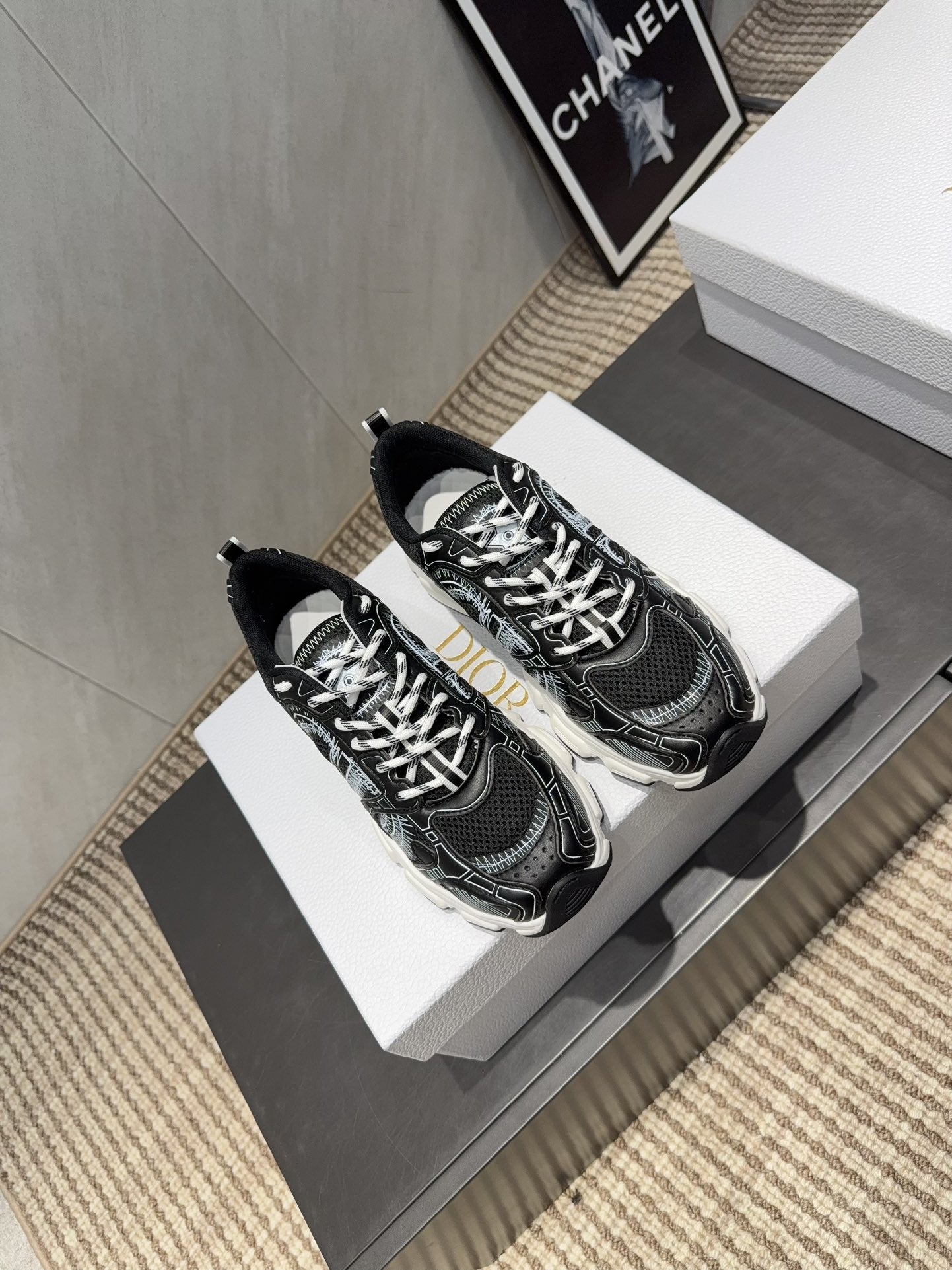 CD platform casual sneaker black white suede mesh 539674