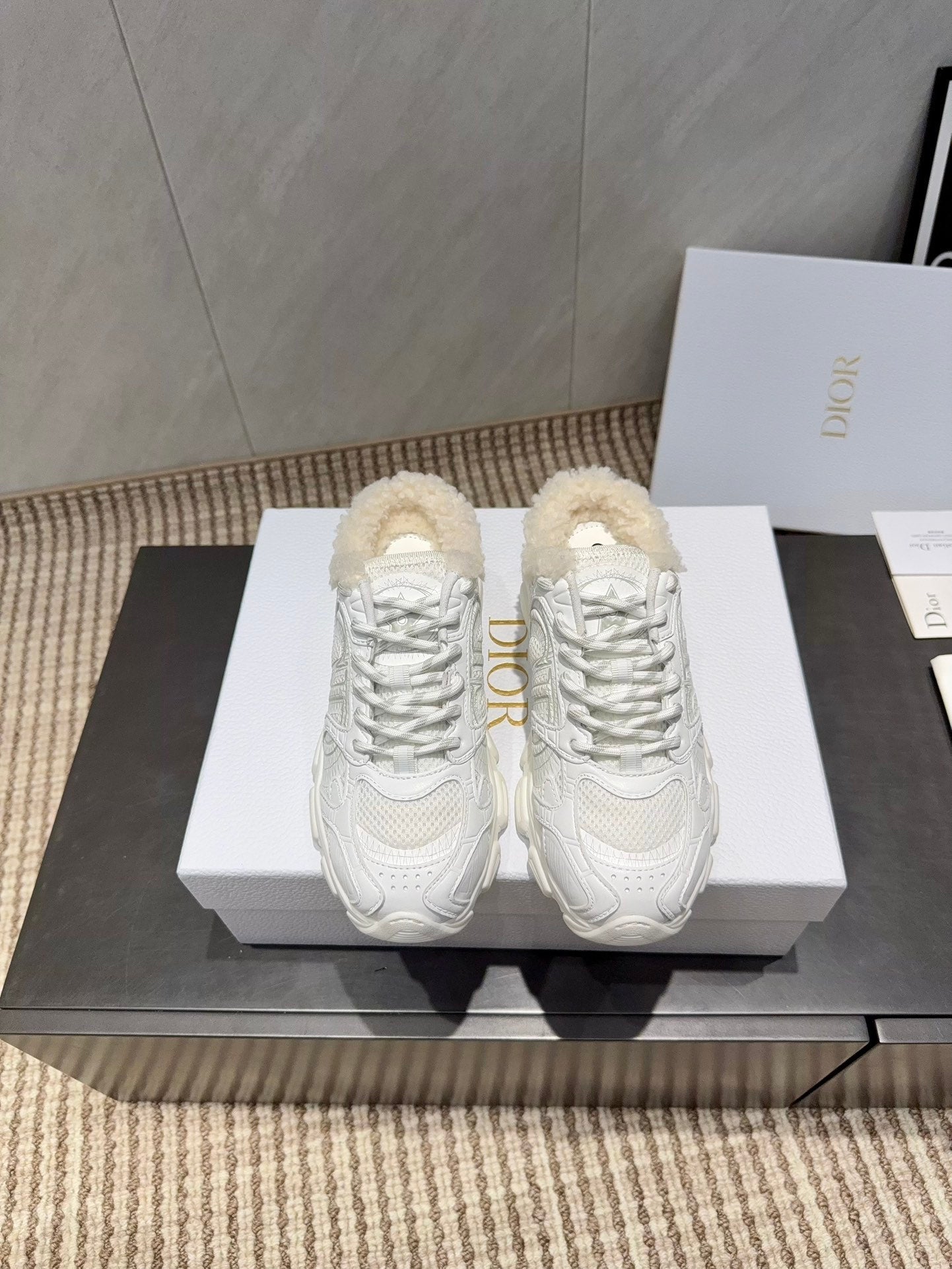 CD platform casual sneaker white wool suede mesh 539679