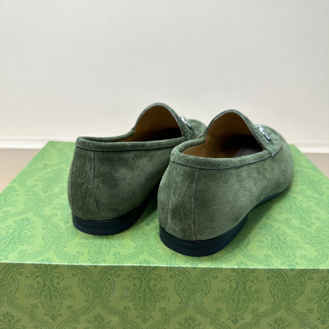 GG Men's Horsebit Loafer Green Suede 575869