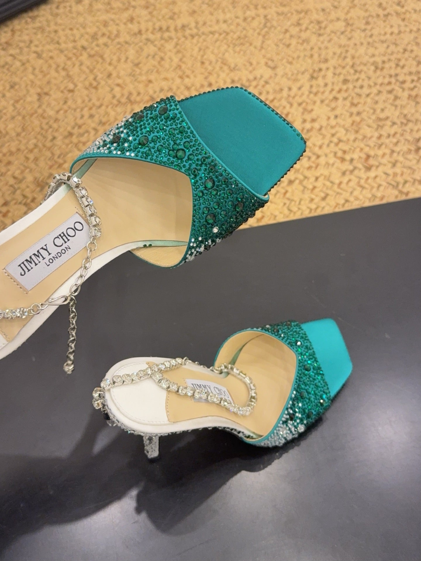Jimmy 26s Platform Sandal 100 Turquoise Leather Diamond 602332