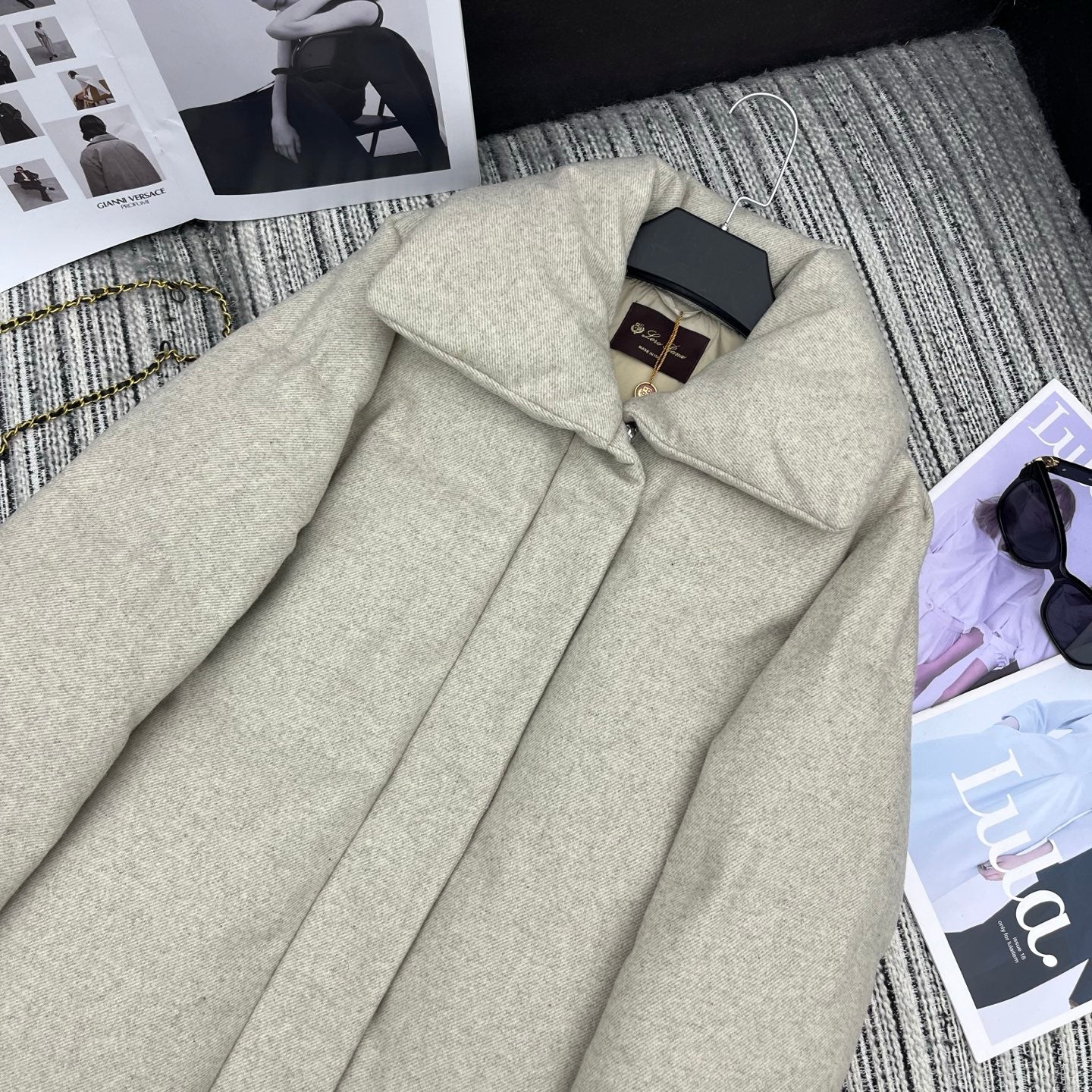 LP 25 Mid-Length Jacket Ivory Wool Fabric Down 308184