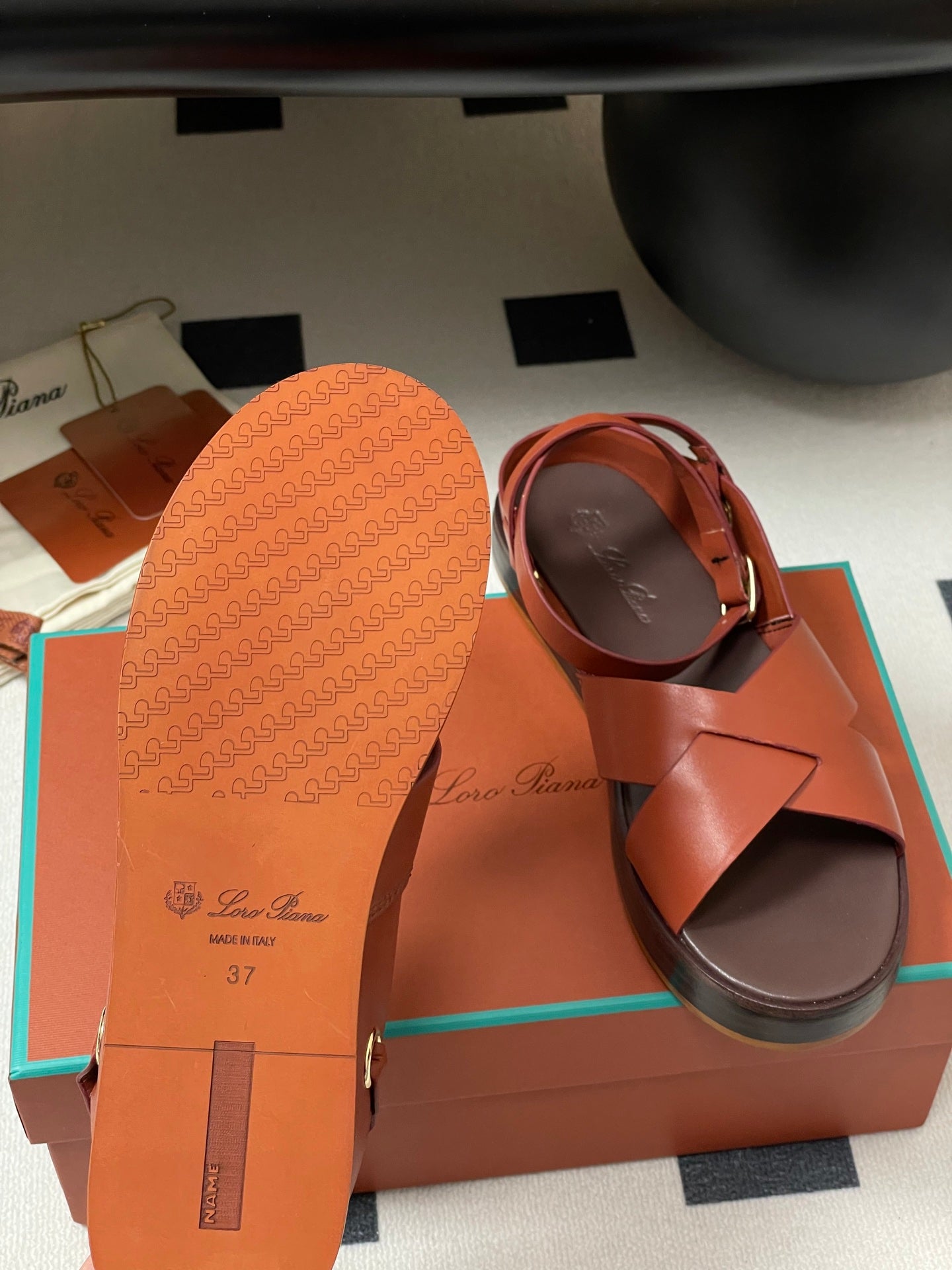 LP  Sandal Orange Brown Cowhide 312169