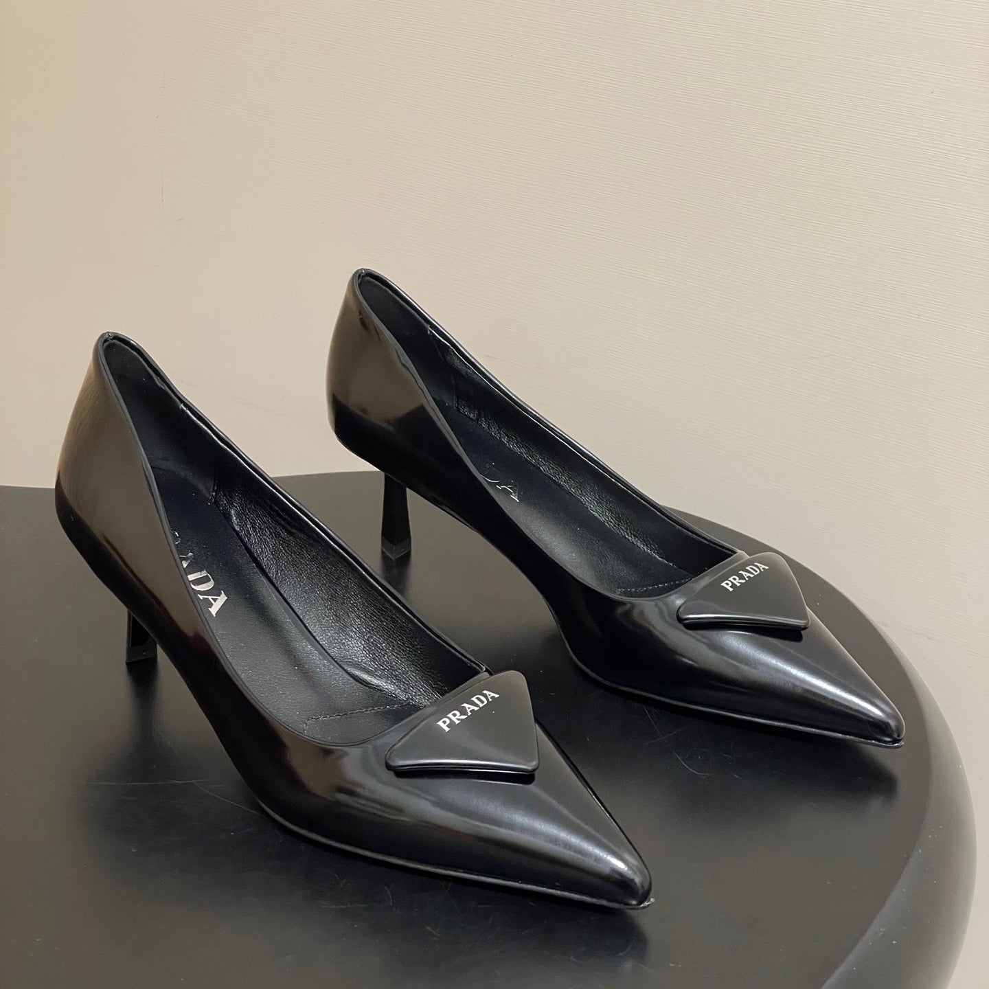 PRA 26SS Pointed Toe Heels Black Leather 593840