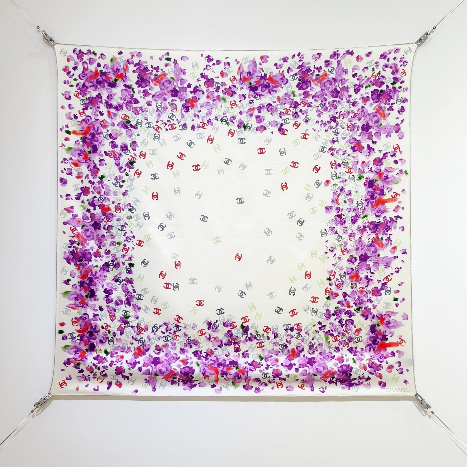 CC 25 Scarf 90CM In White Purple Colorful Cashmere 293048