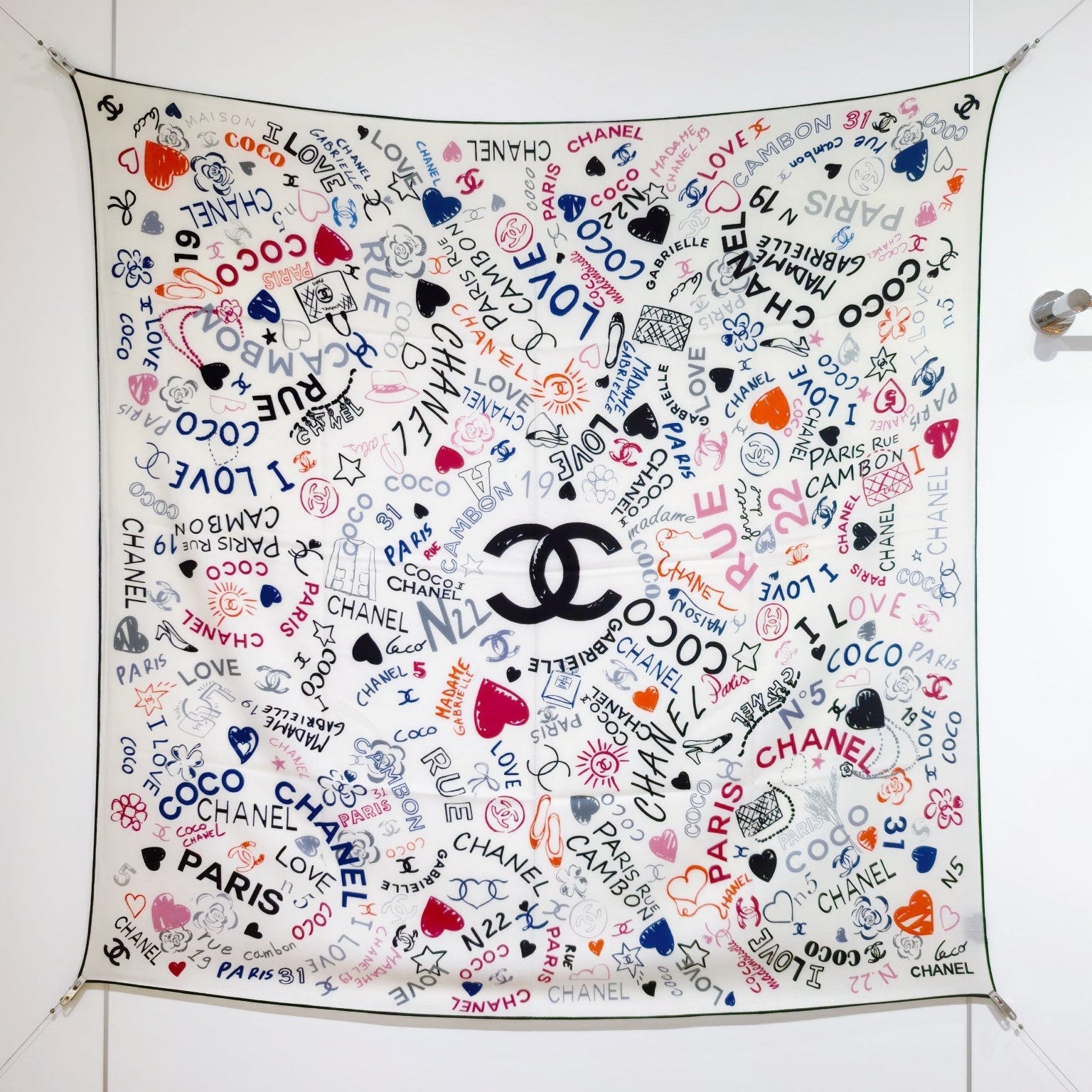 CC 25 Scarf 140CM White Colorful Cashmere 293078