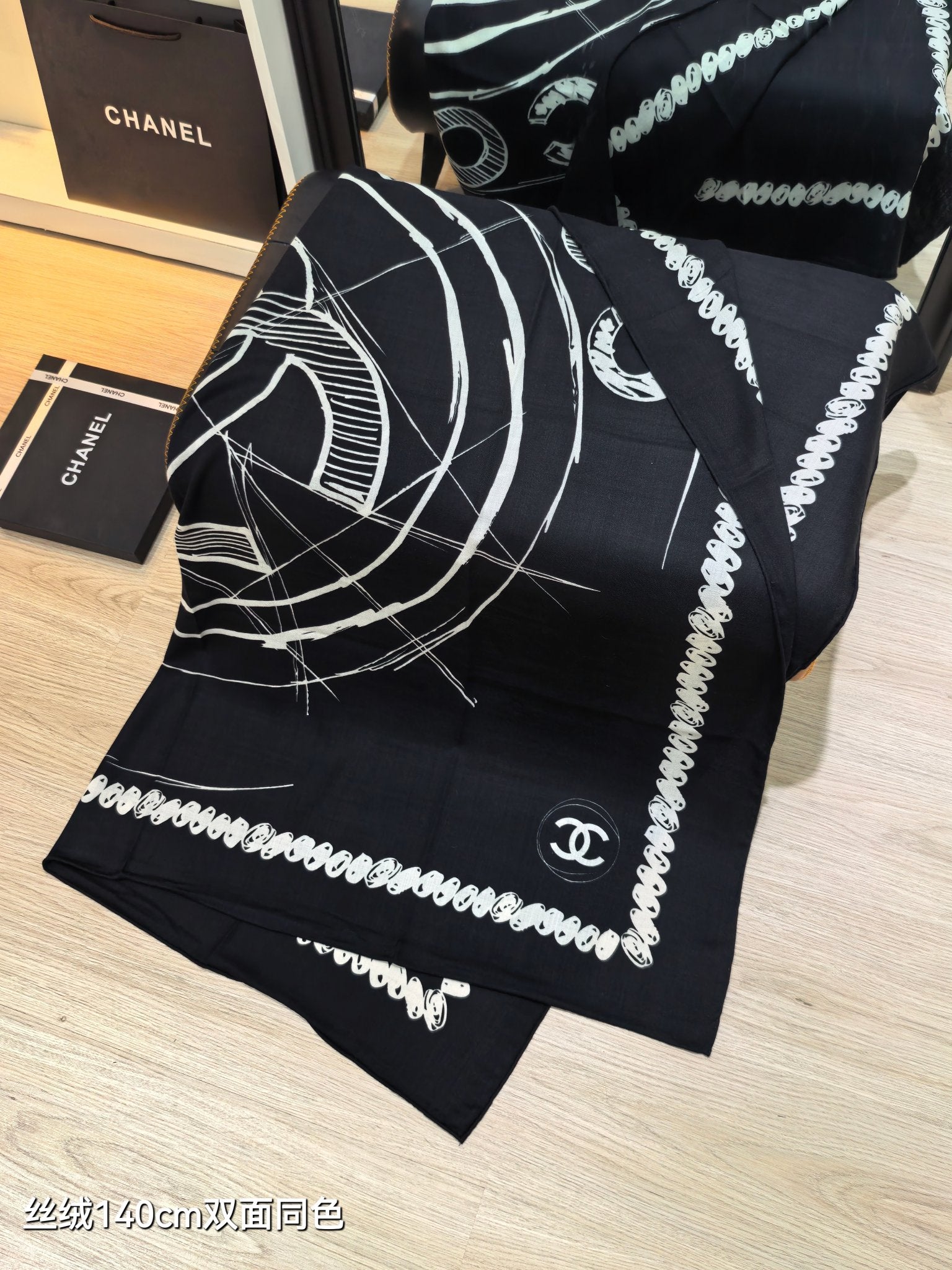 CC 25  Scarf 140CM Black Cashmere 293086